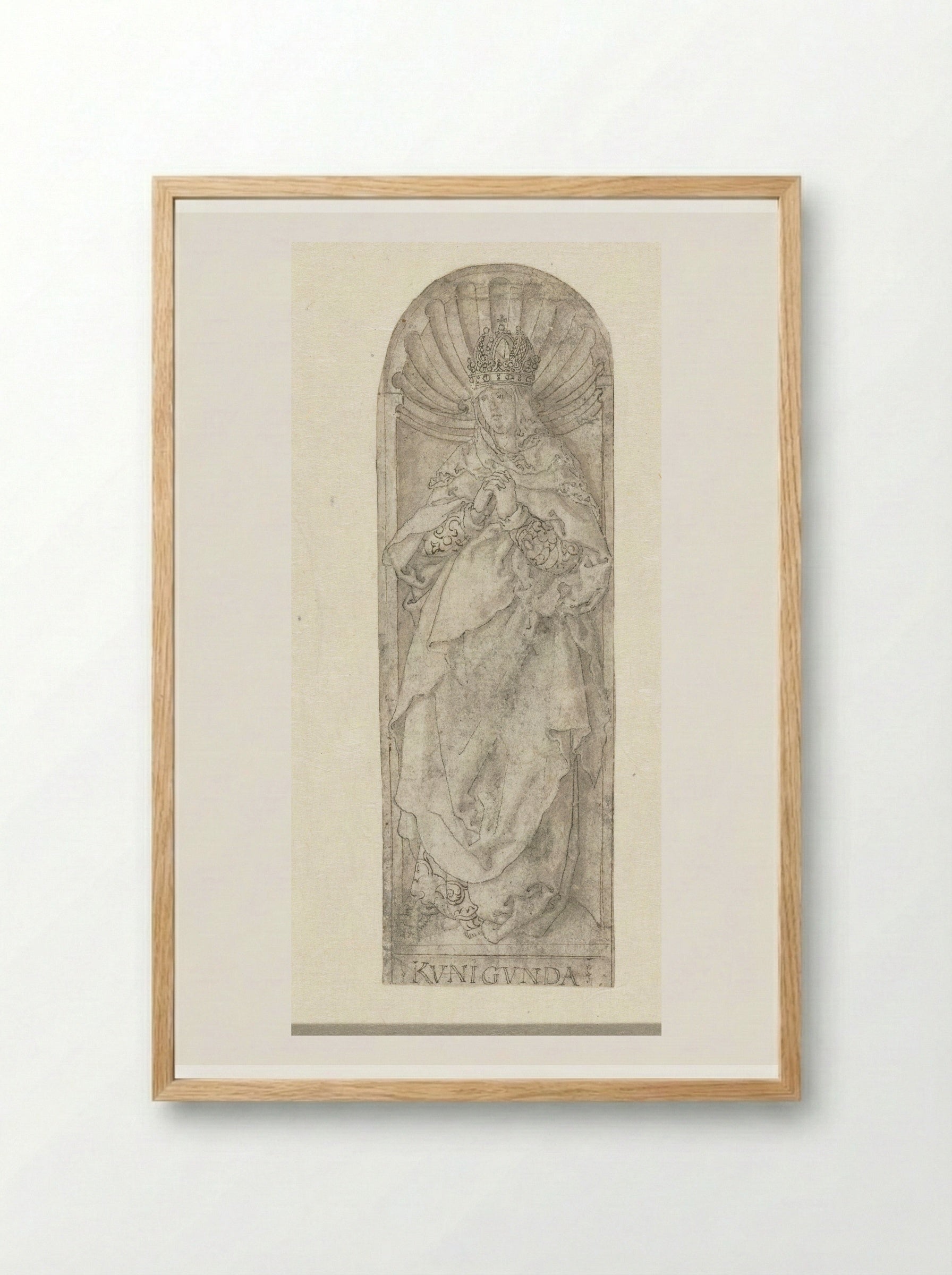Empress Kunigunde in a Niche - Heinrich Aldegrever - Framed Print Wood