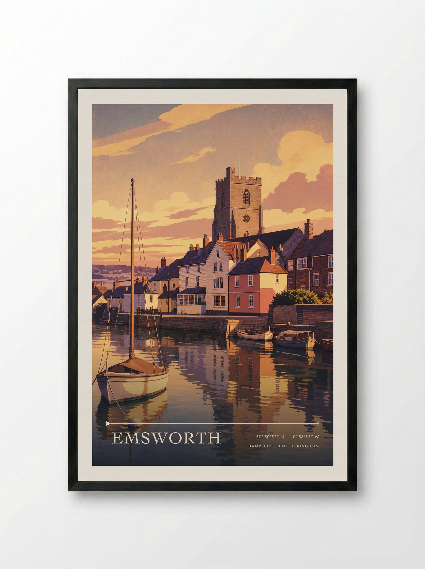 Emsworth Hampshire United Kingdom Travel Poster - Framed Print Black