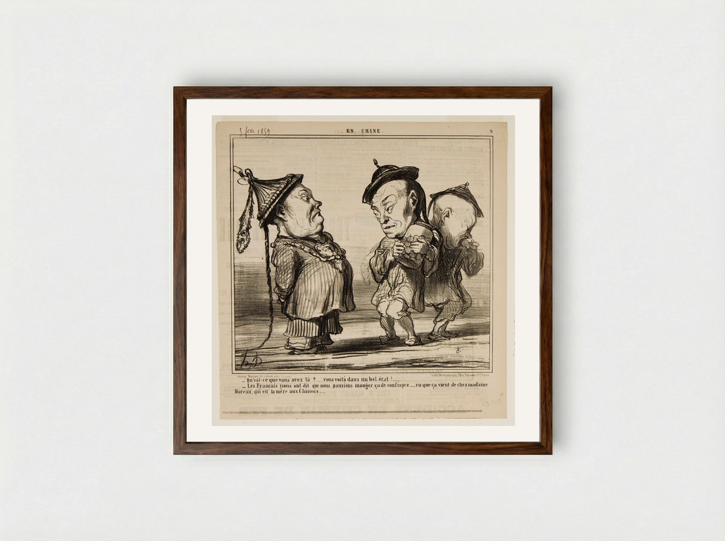 En Chine: Qu'est-ce que vous avez là? - Honoré-Victorin Daumier - Framed Print Dark Wood
