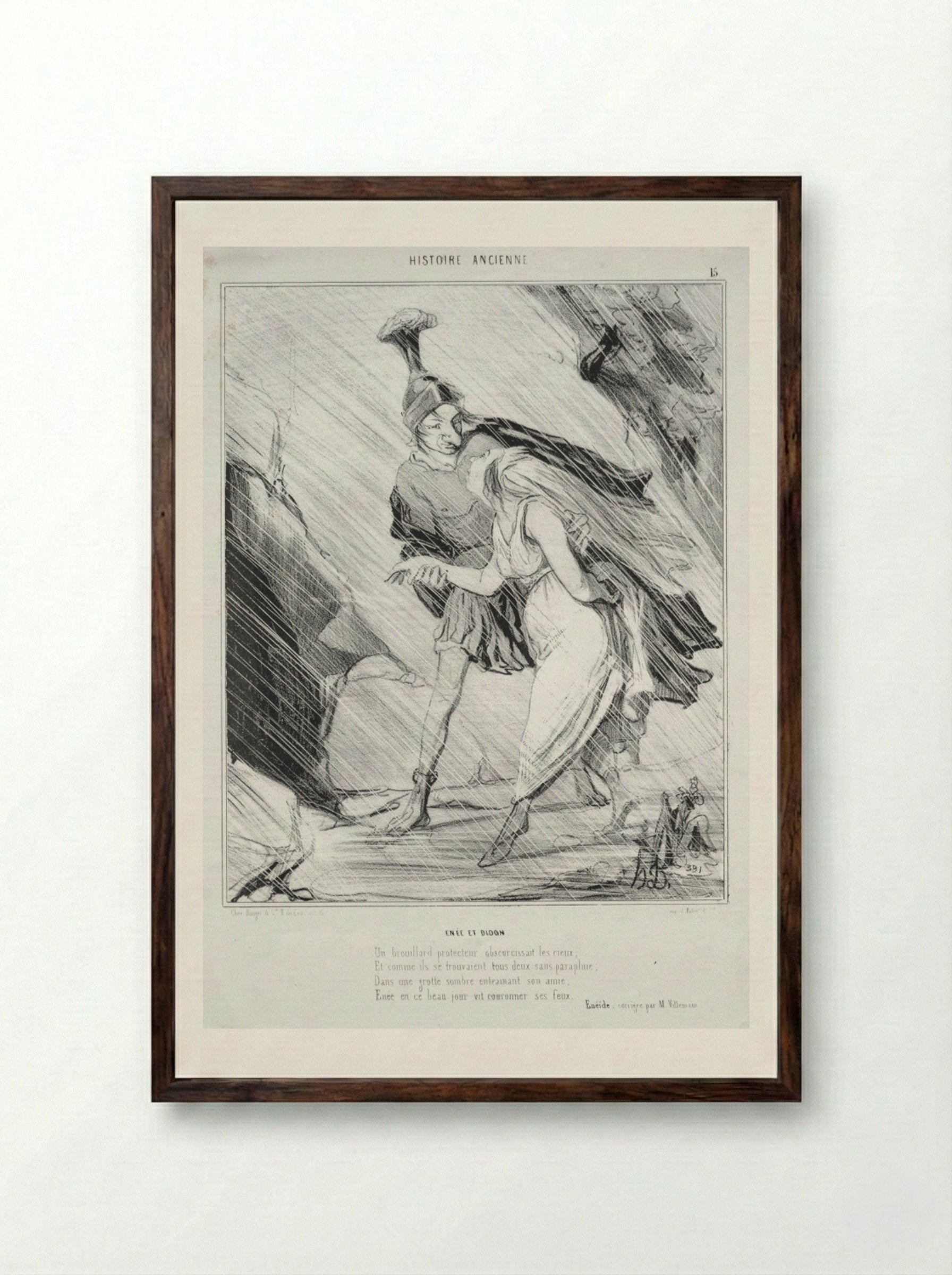 Enée et Didon - Honoré Daumier - Framed Print Dark Wood