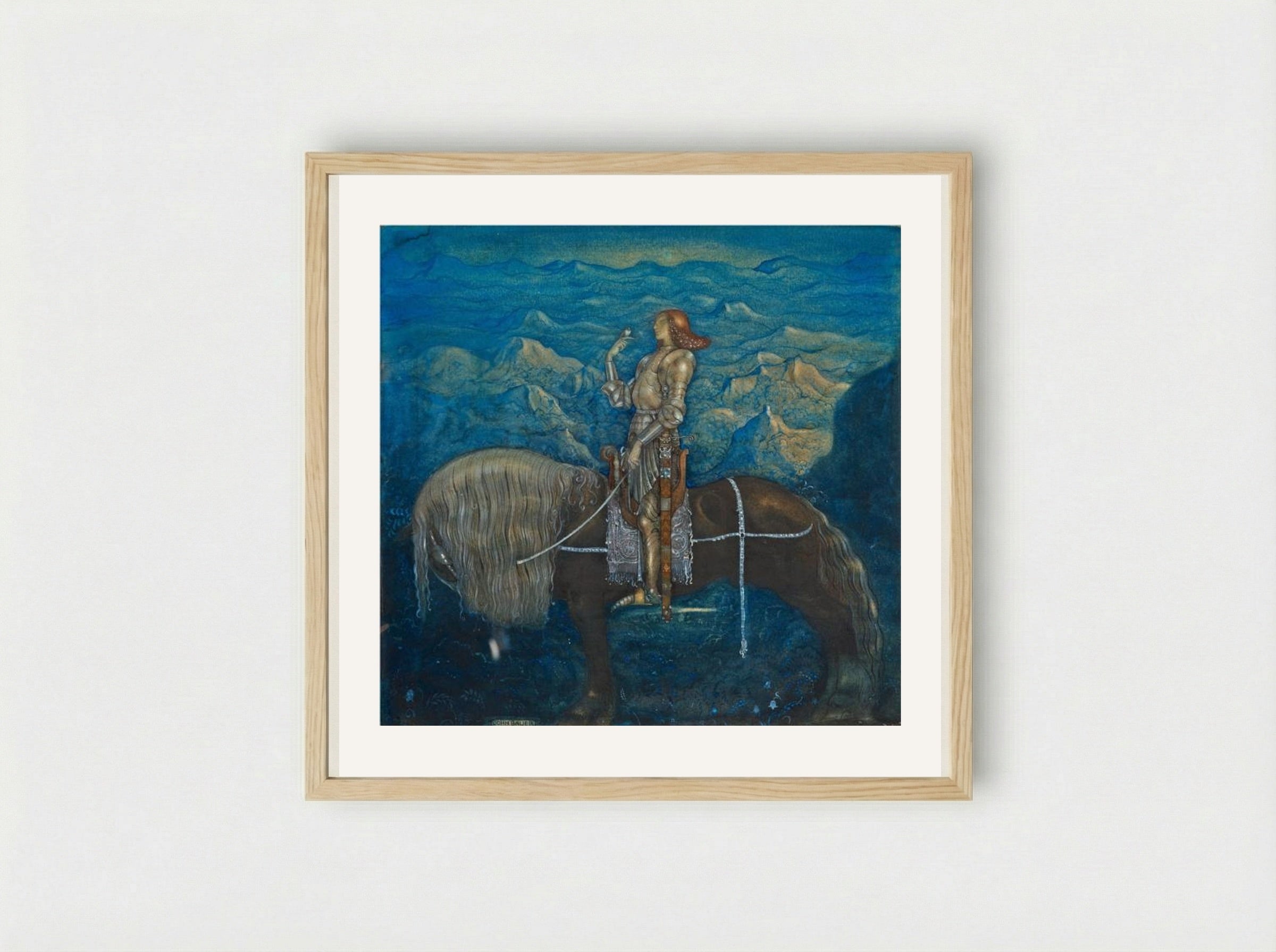 En riddare red fram - John Bauer - Framed Print Wood