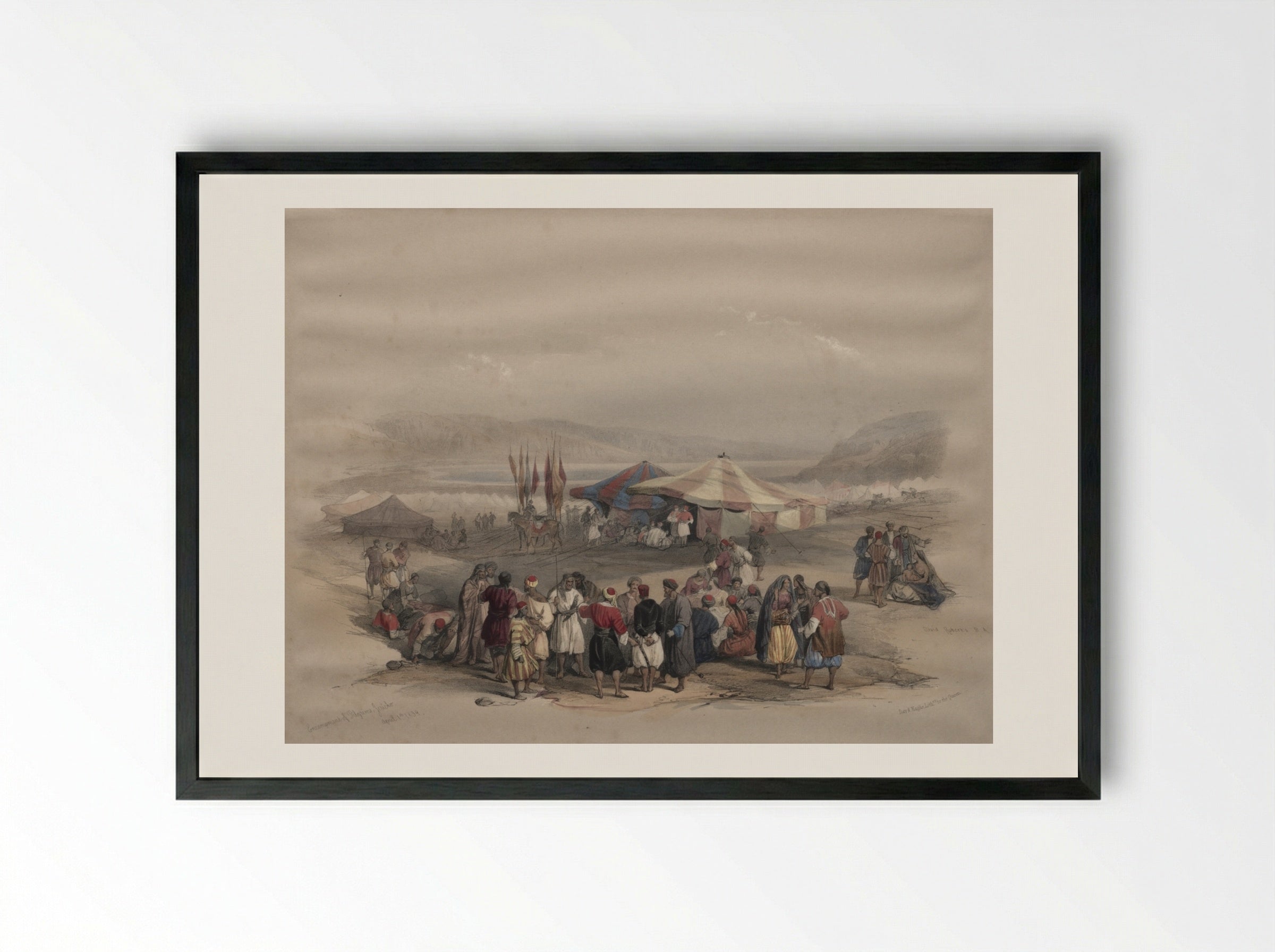 Encampment of Pilgrims, Jericho - David Roberts - Framed Print Black