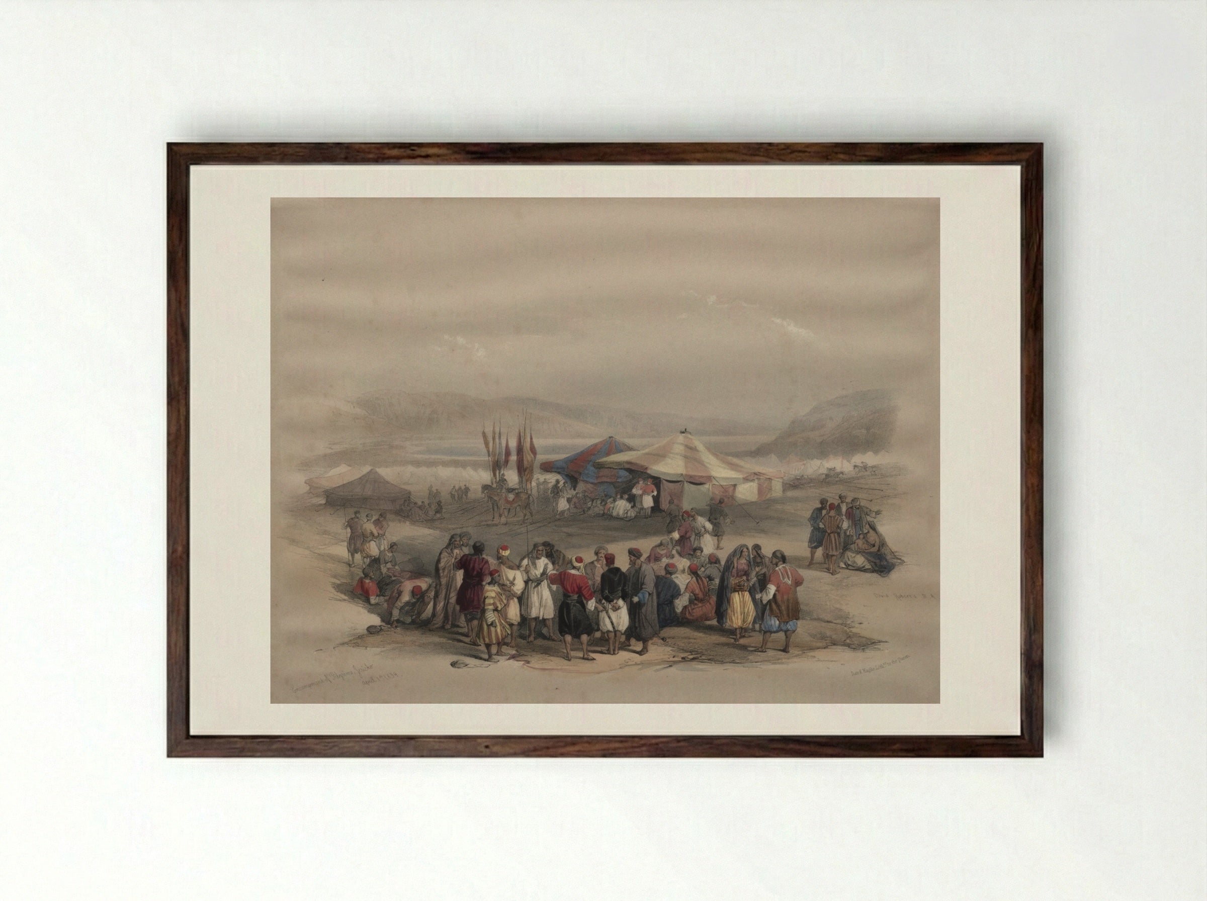 Encampment of Pilgrims, Jericho - David Roberts - Framed Print Dark Wood