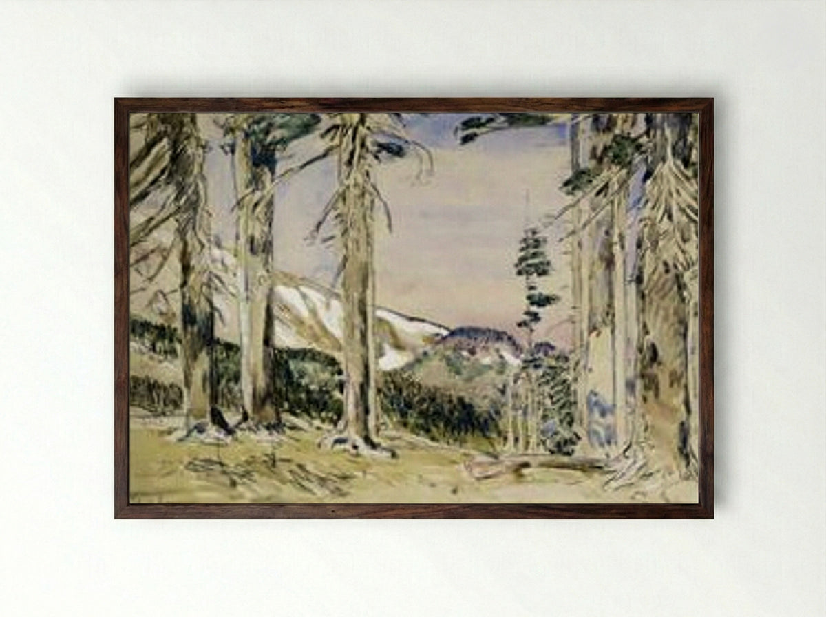End of Timberline, Mt. Hood - Childe Hassam - Framed Print Dark Wood
