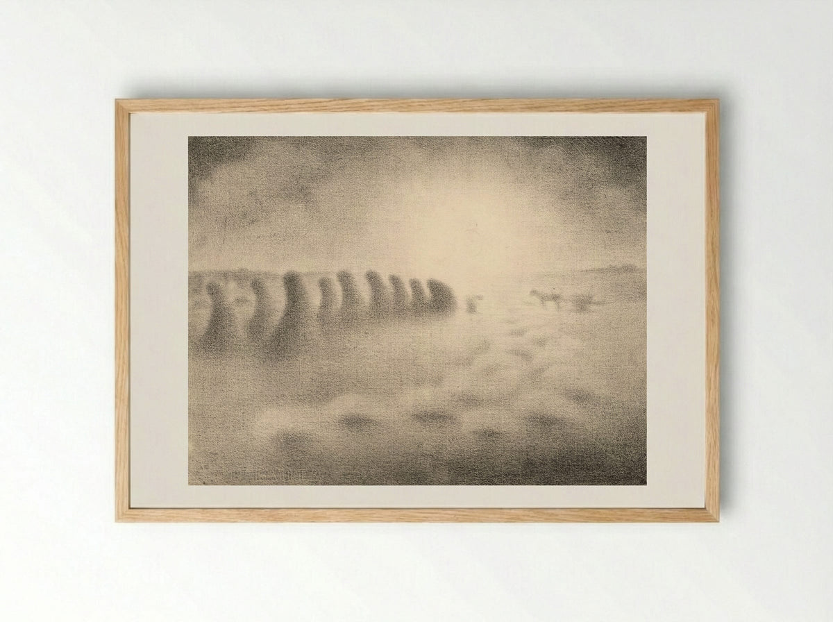 End of the Harvest - Charles Angrand - Framed Print Wood