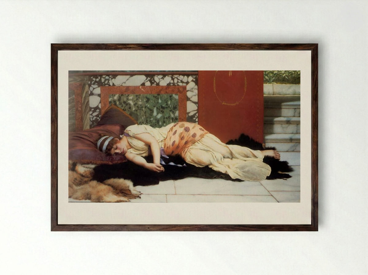 Endymion - John William Godward - Framed Print Dark Wood
