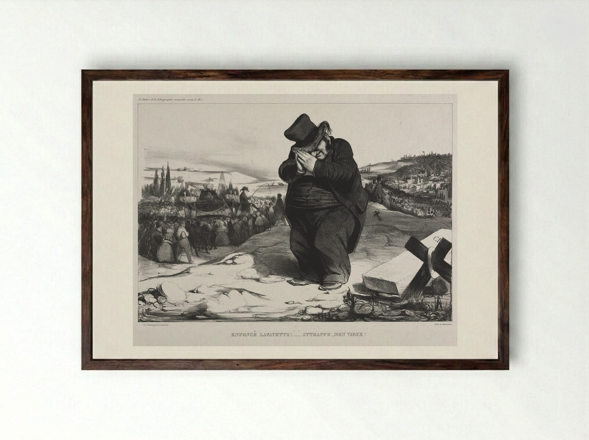 Enfoncé Lafayette! Attrape, mon vieux! - Honoré Daumier - Framed Print Dark Wood