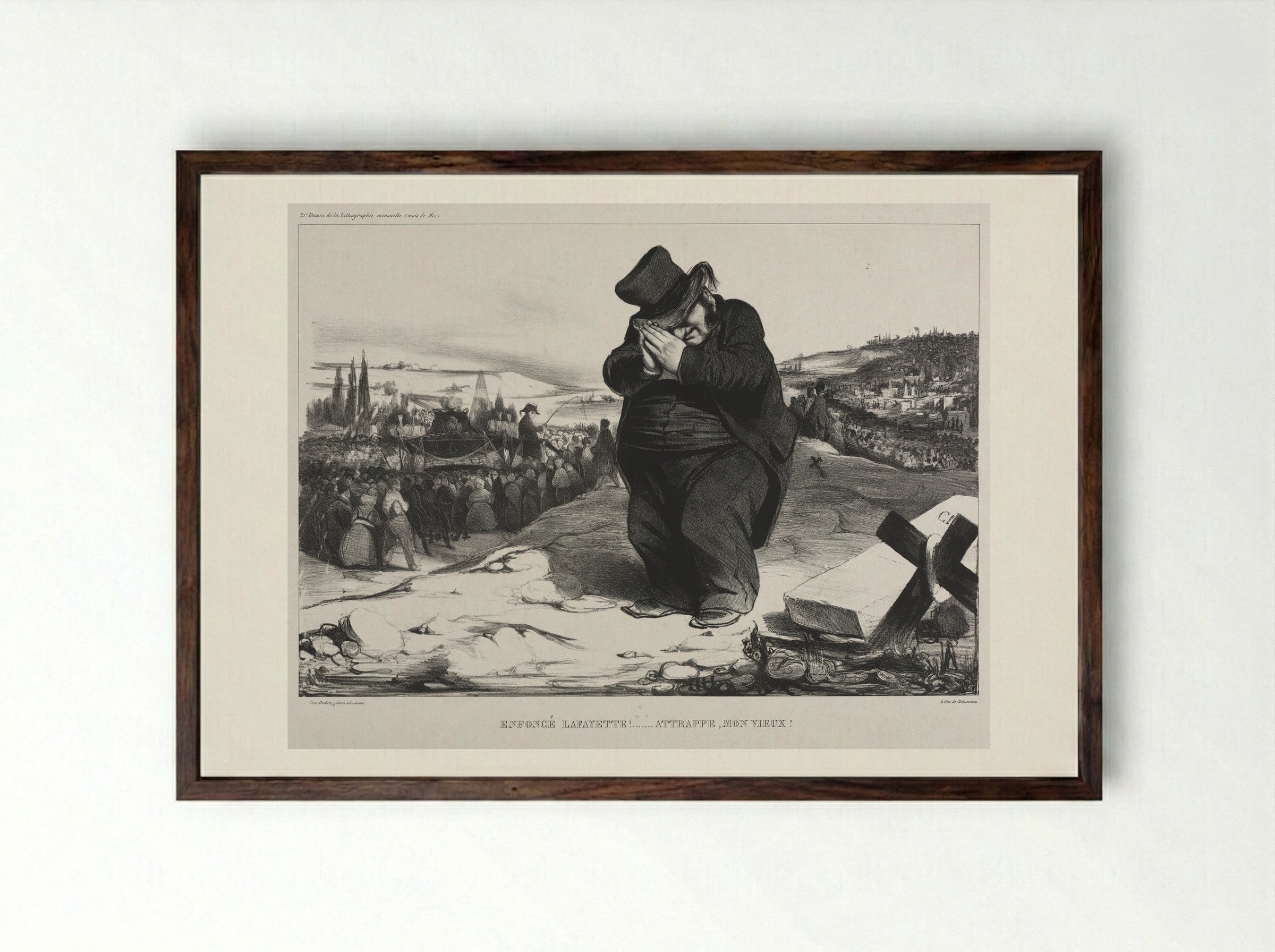 Enfoncé Lafayette! Attrape, mon vieux! - Honoré Daumier - Framed Print Dark Wood