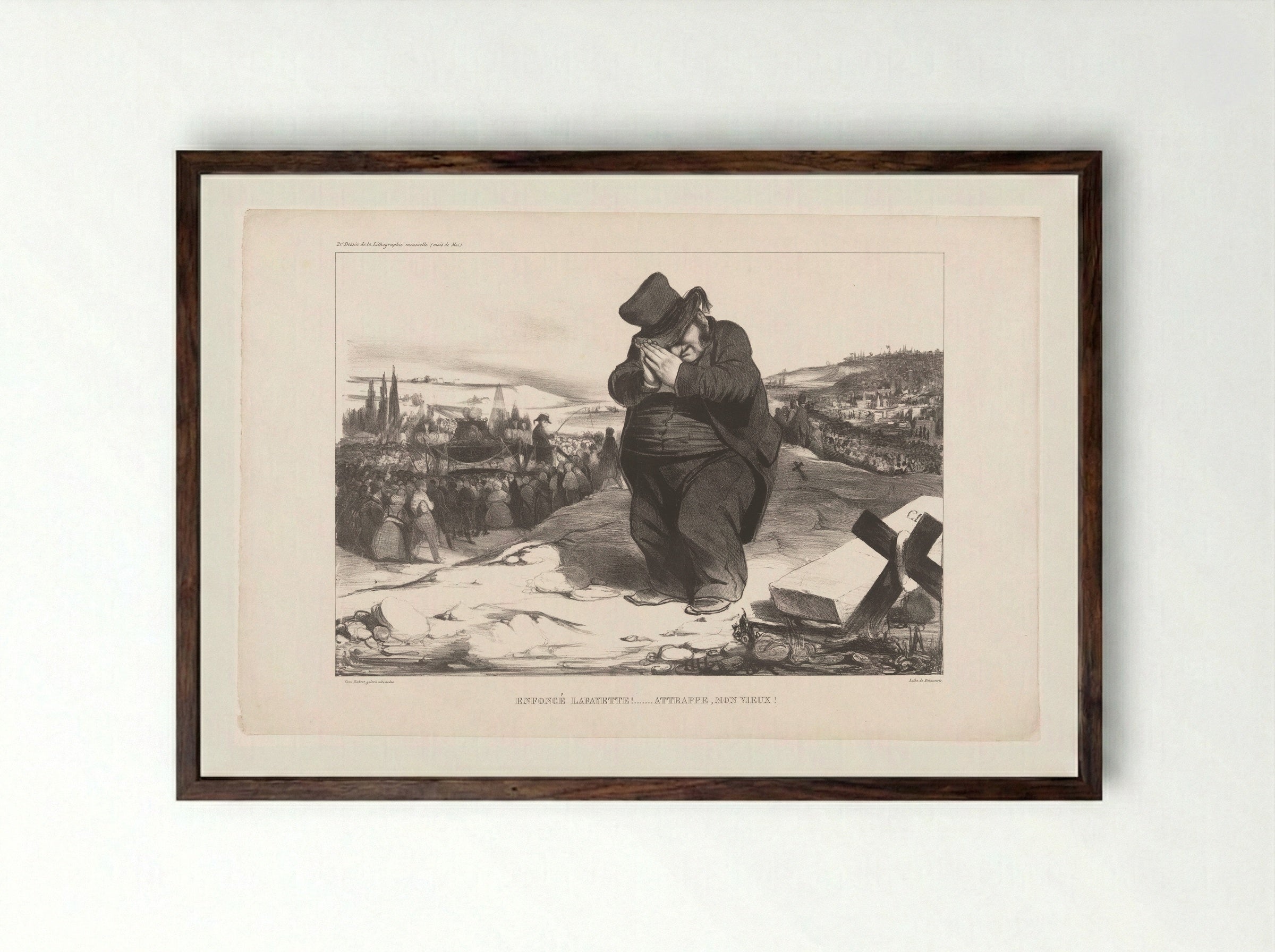 Enfoncé Lafayette! Attrappe, mon vieux! - Honoré Daumier - Framed Print Dark Wood