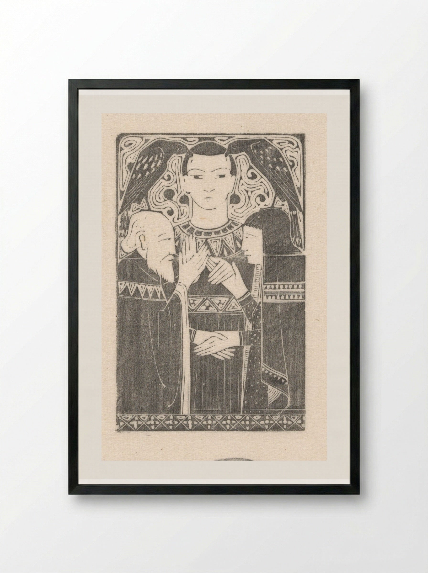 Engel bij een man en vrouw - Karel Petrus Cornelis de Bazel - Framed Print Black