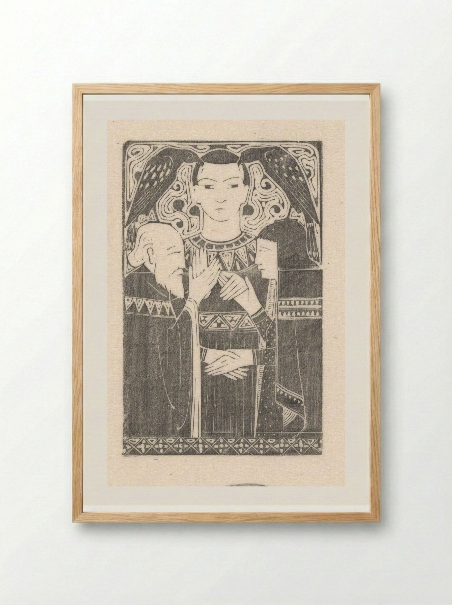 Engel bij een man en vrouw - Karel Petrus Cornelis de Bazel - Framed Print Wood