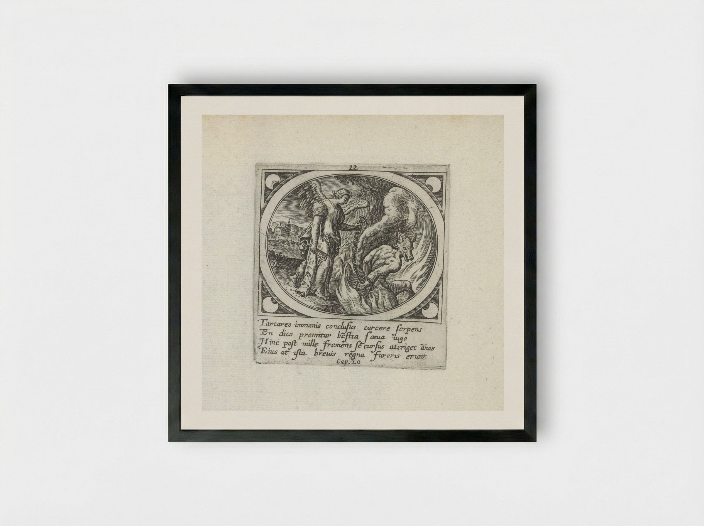 Engel ketent Satan - Gerard de Jode - Framed Print Black