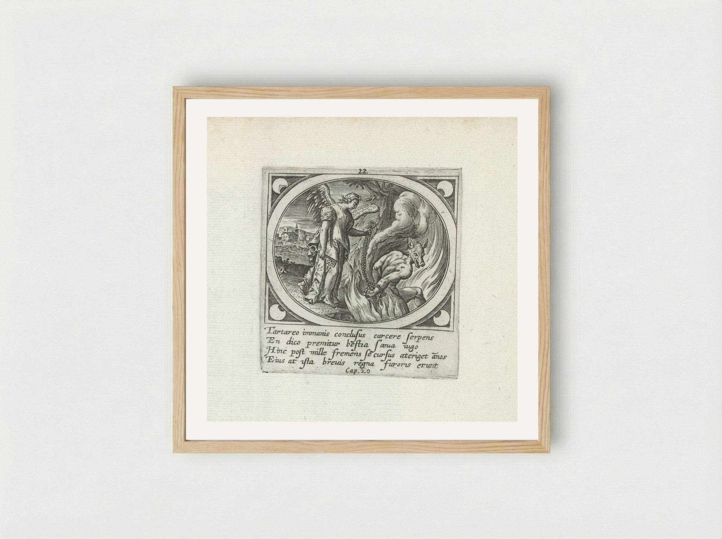 Engel ketent Satan - Gerard de Jode - Framed Print Wood
