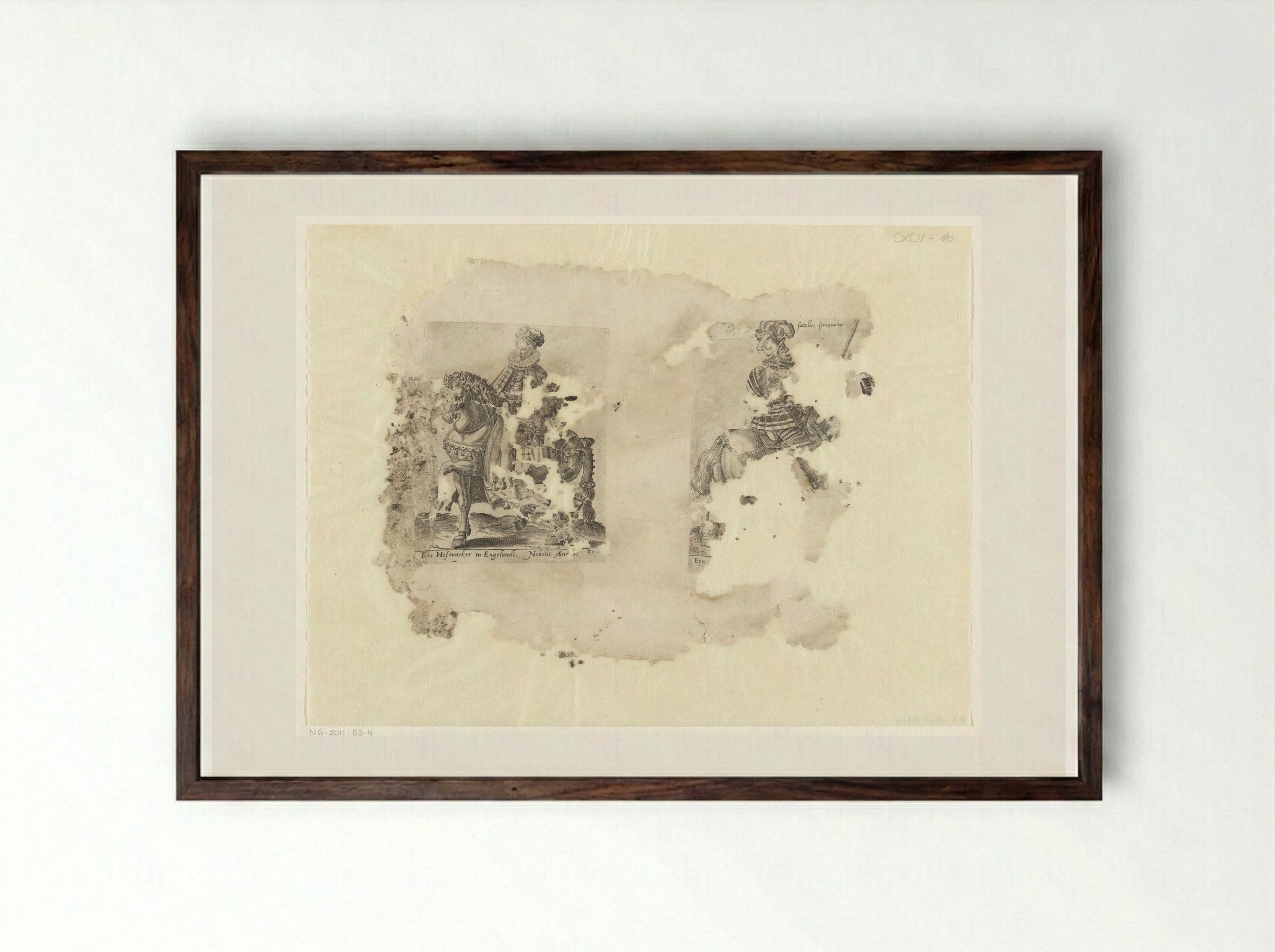 Engelse hofjonker en Yeoman of the Guard - Abraham de Bruyn - Framed Print Dark Wood