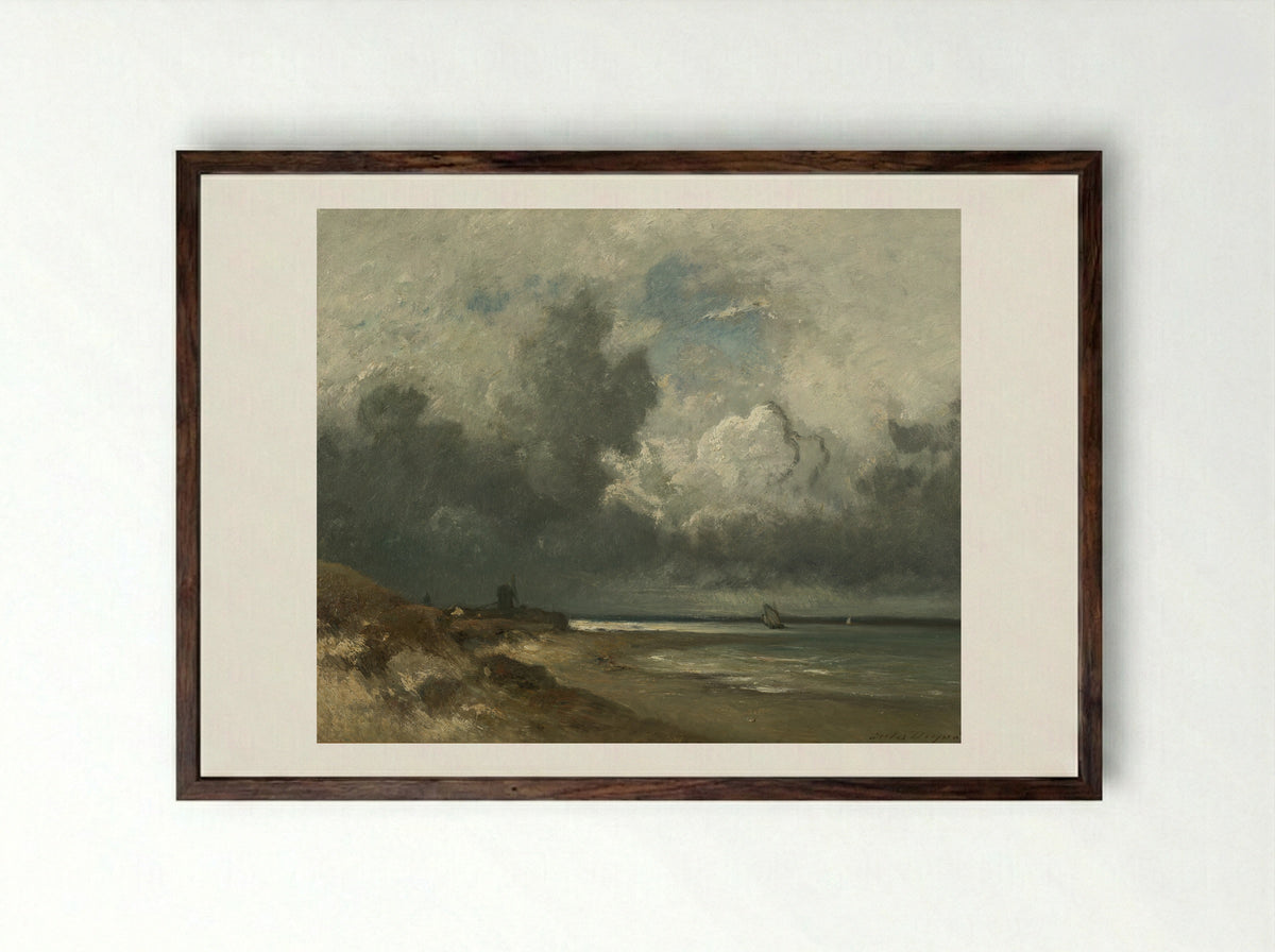 English View - Jules Dupré - Framed Print Dark Wood