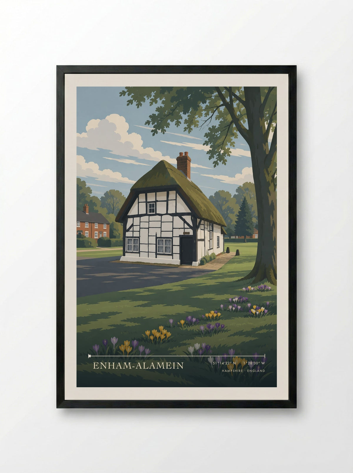 Enham-Alamein, Hampshire | Travel Poster - Framed Print Black