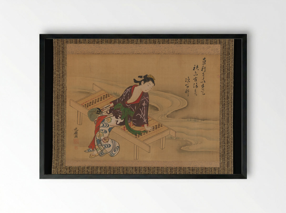 Enjoying the Cool Breeze - Kaseki - Framed Print Black