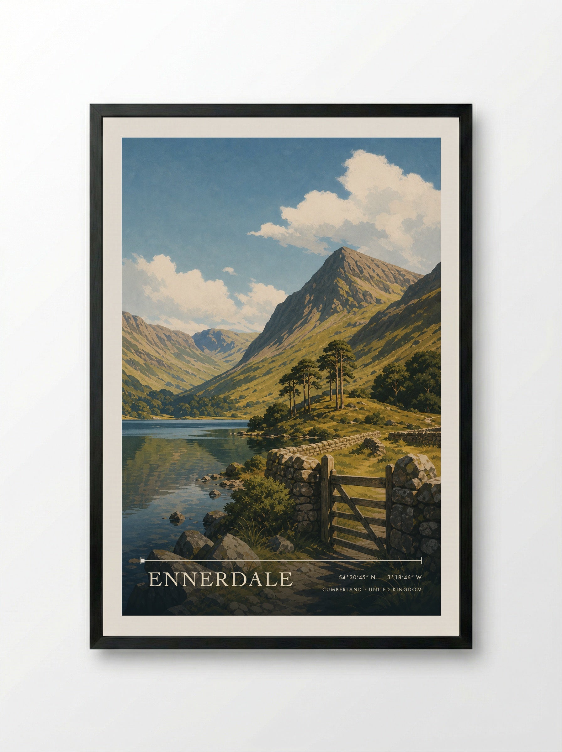 Ennerdale Cumberland United Kingdom Travel Poster - Framed Print Black