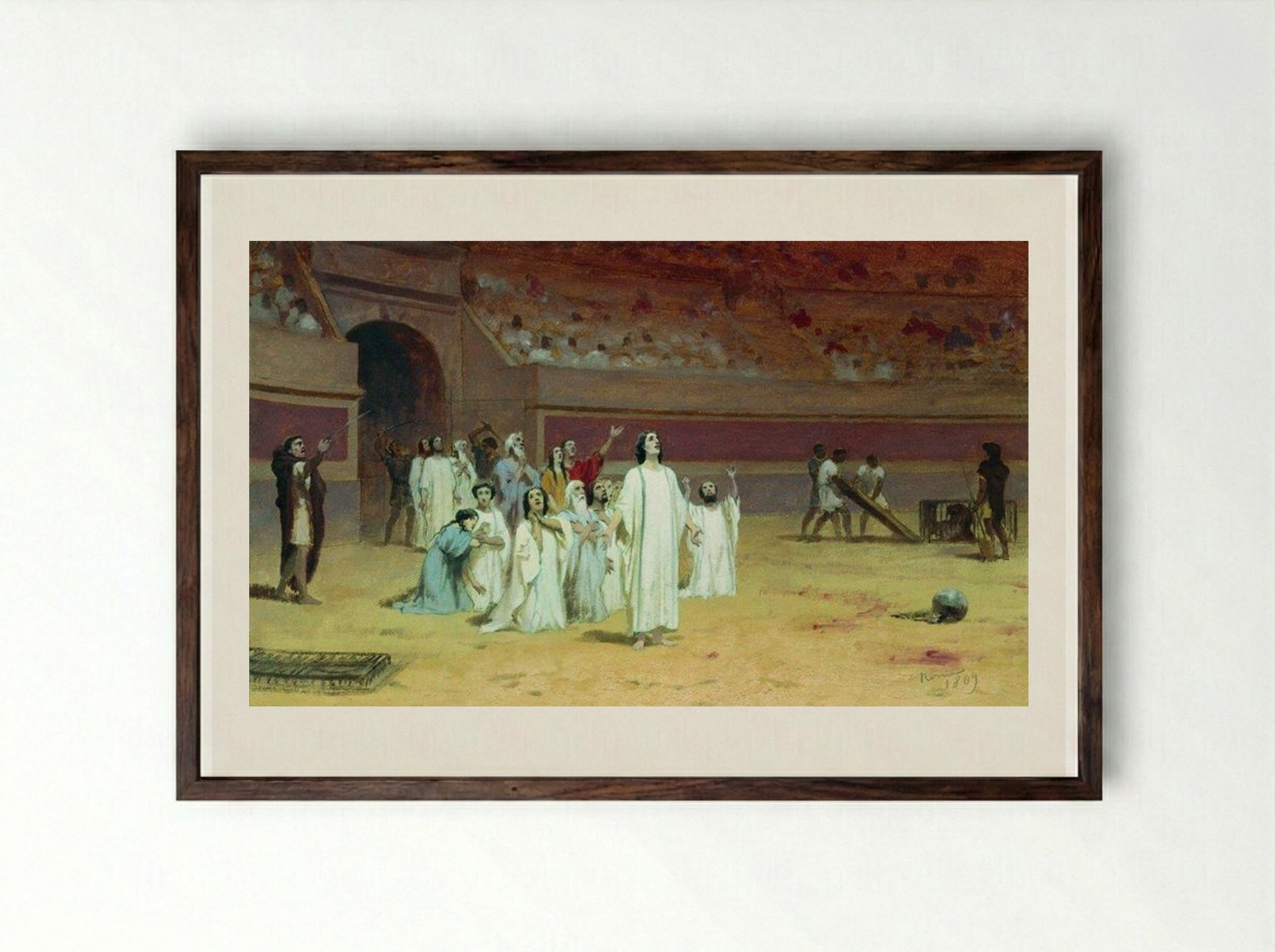 Entering the Arena - Fyodor Bronnikov - Framed Print Dark Wood