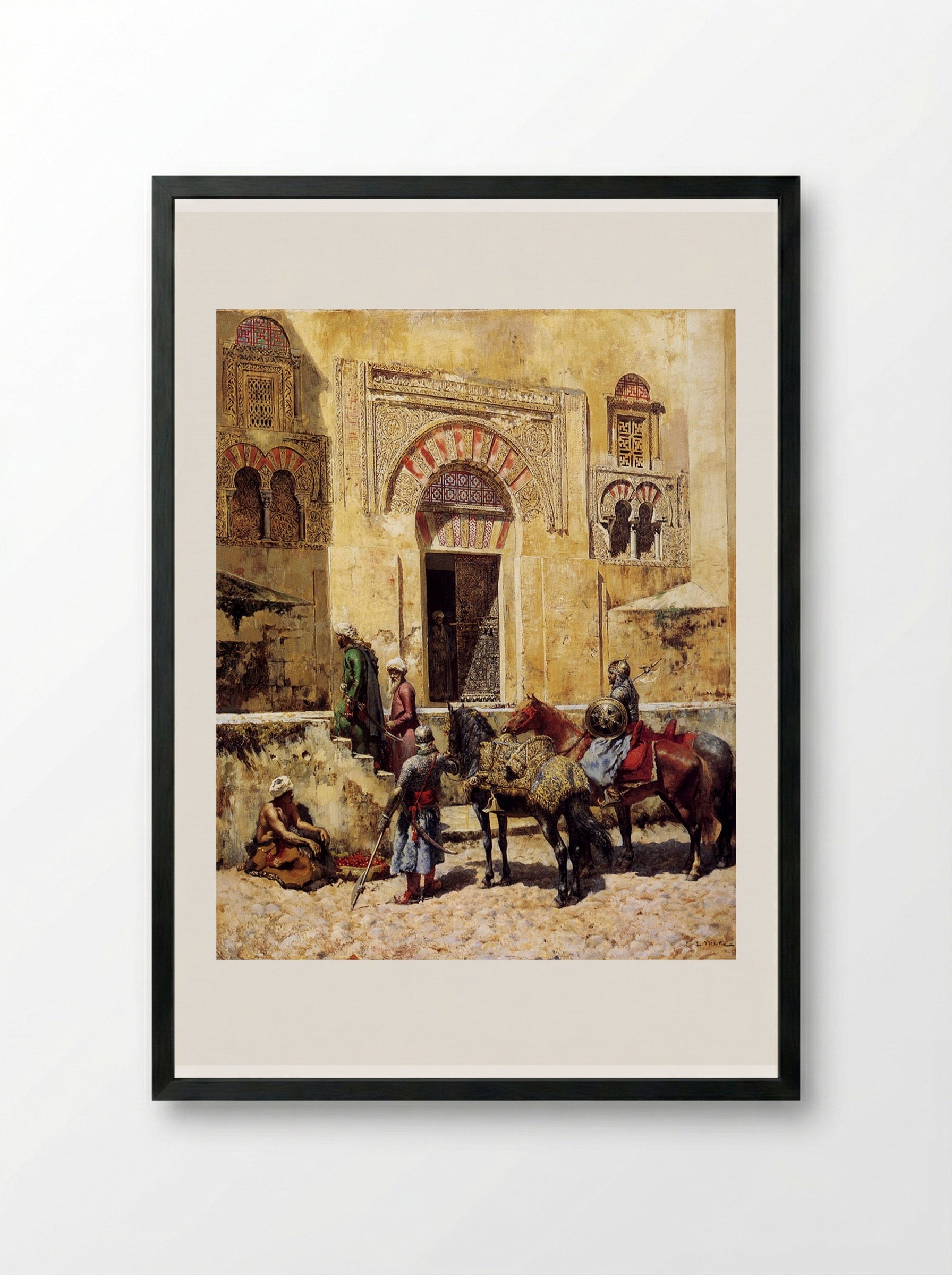Entering the Mosque - Edwin Lord Weeks - Framed Print Black
