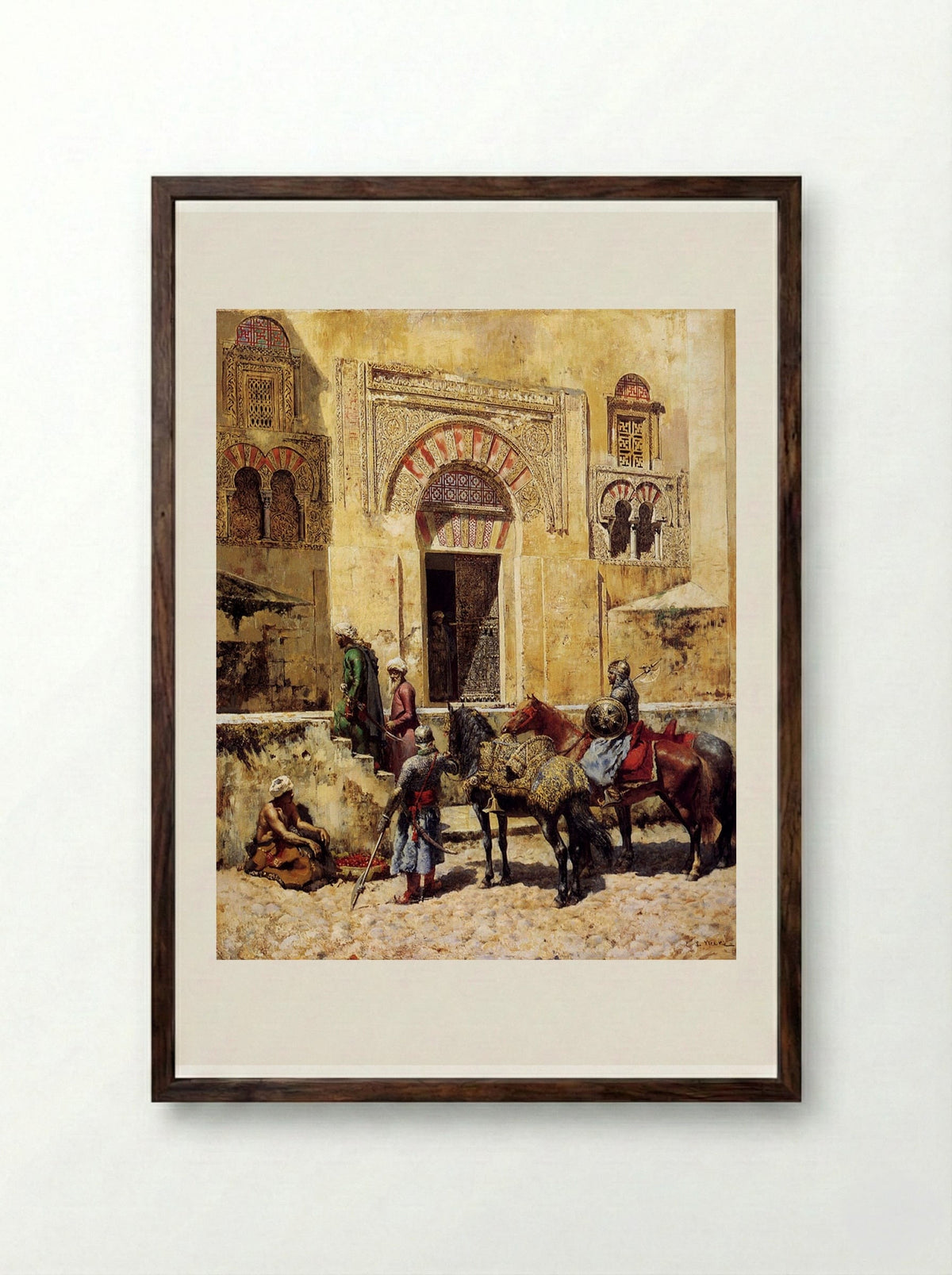 Entering the Mosque - Edwin Lord Weeks - Framed Print Dark Wood