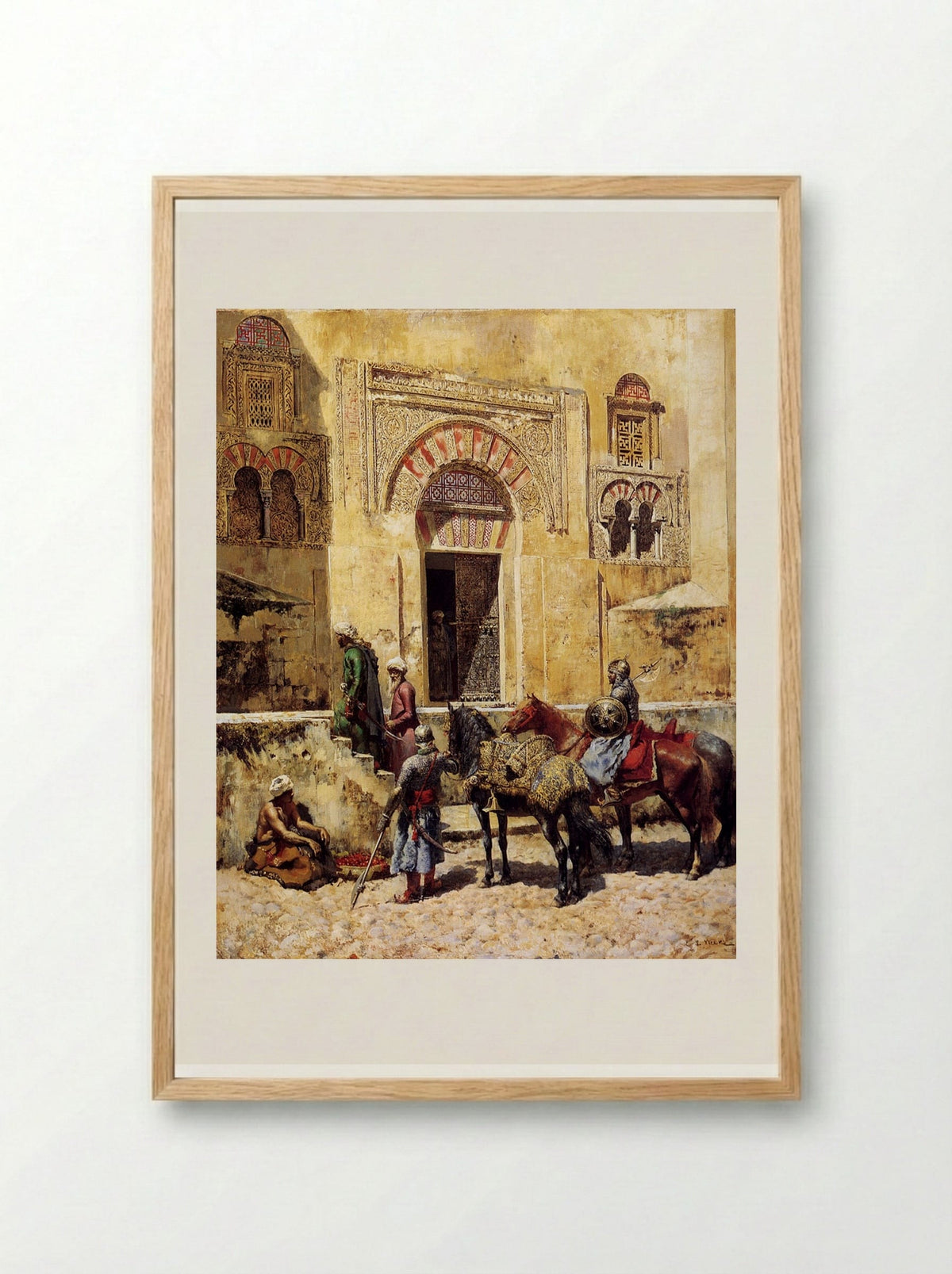 Entering the Mosque - Edwin Lord Weeks - Framed Print Wood