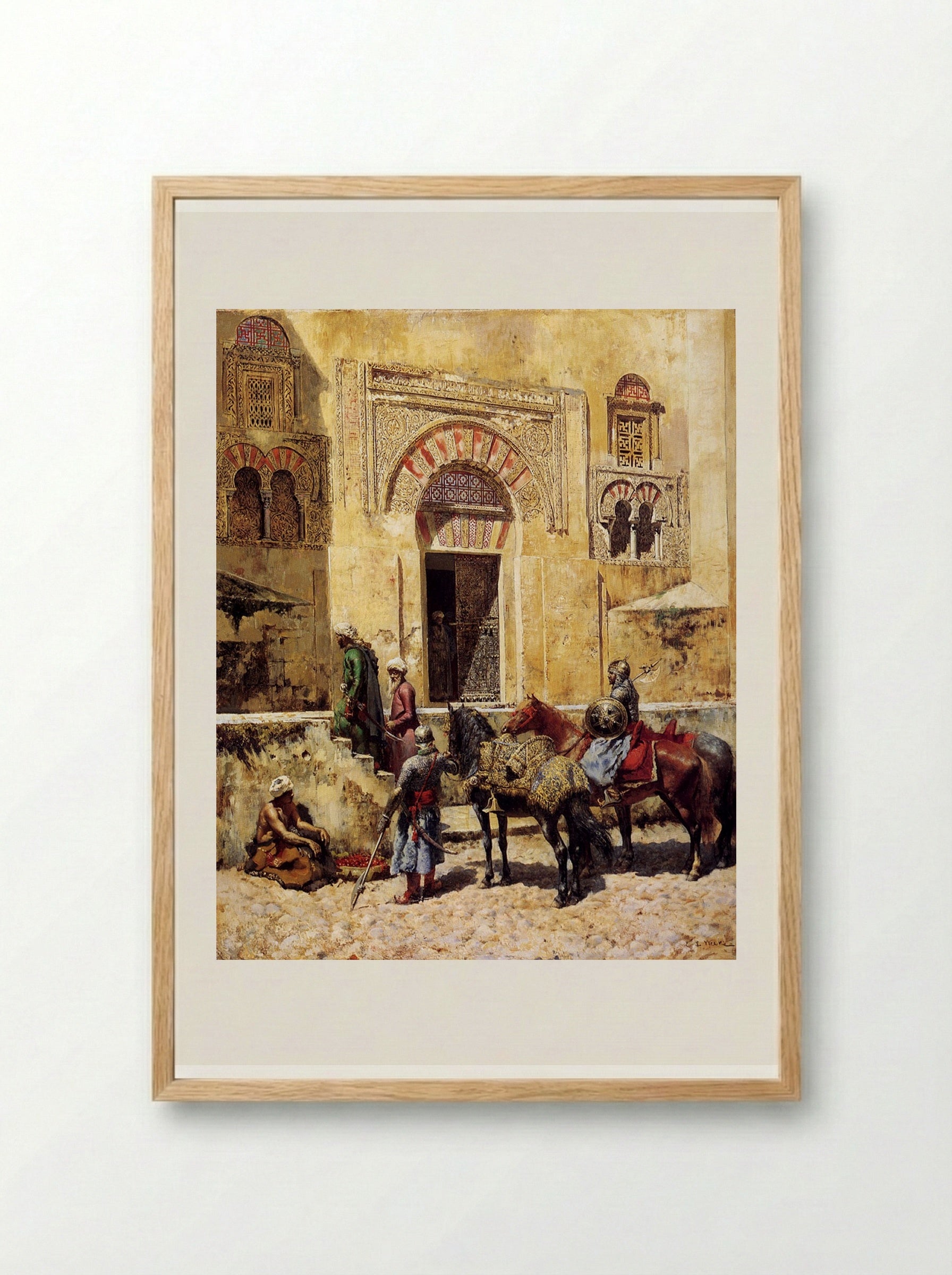 Entering the Mosque - Edwin Lord Weeks - Framed Print Wood