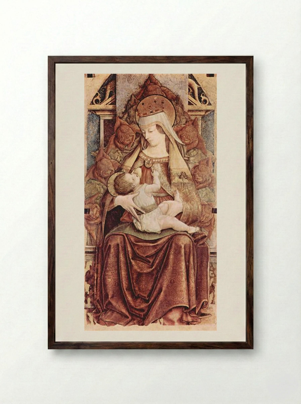 Enthroned Madonna (Maria lactans) - Carlo Crivelli - Framed Print Dark Wood