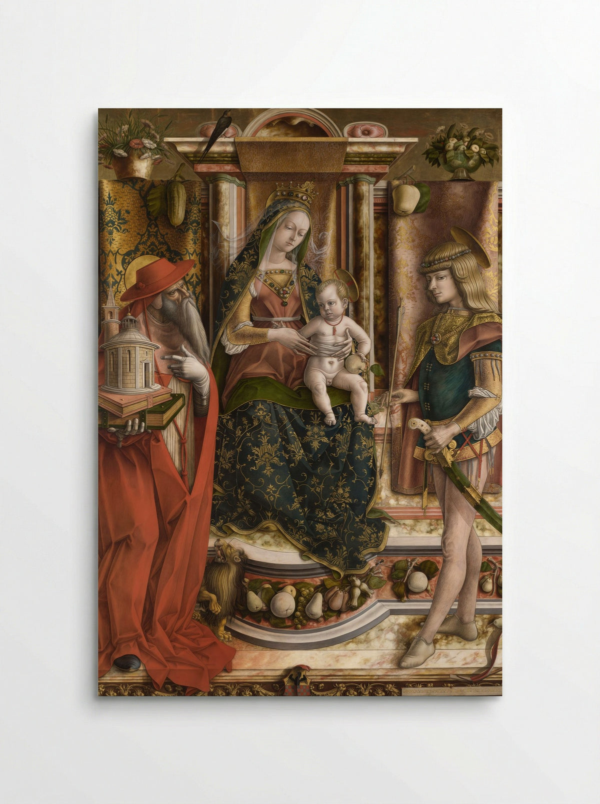 Enthroned Madonna, Saint Jerome, and Saint Sebastian - Carlo Crivelli - Poster