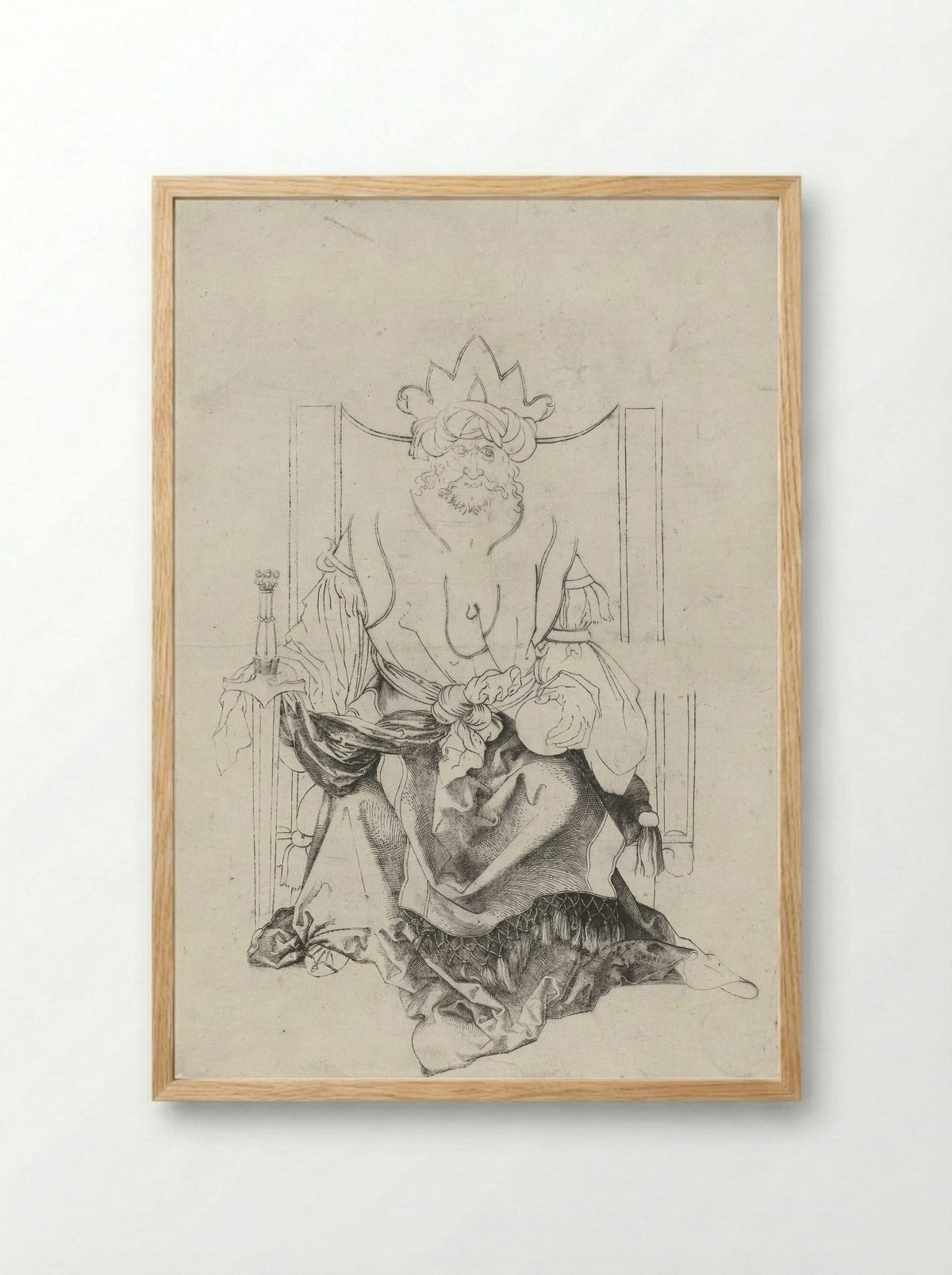 Enthroned Monarch in Oriental Attire - Albrecht Dürer - Framed Print Wood