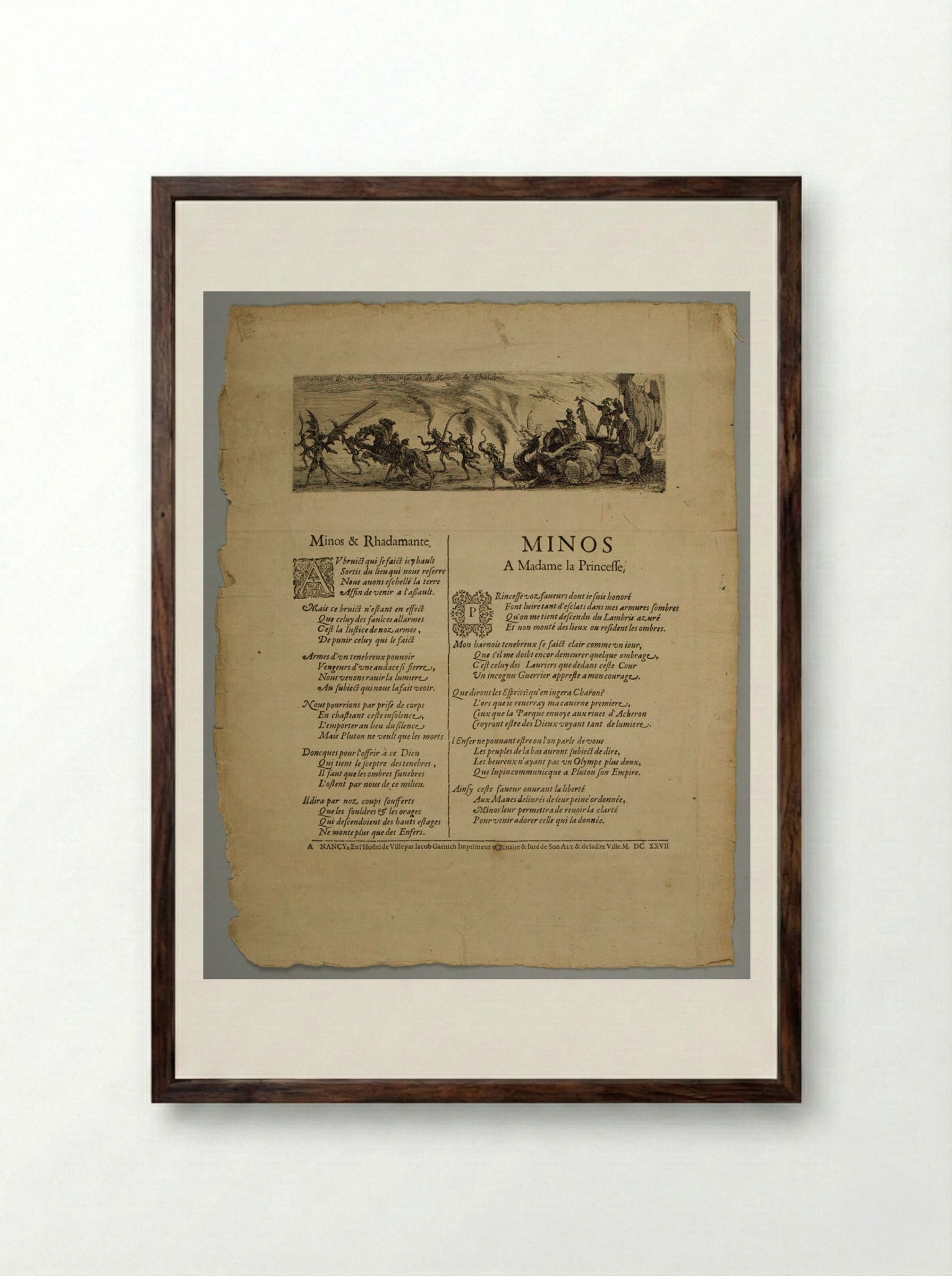 Entrance of Messieurs de Couvonge and de Chalabre - Jacques Callot - Framed Print Dark Wood