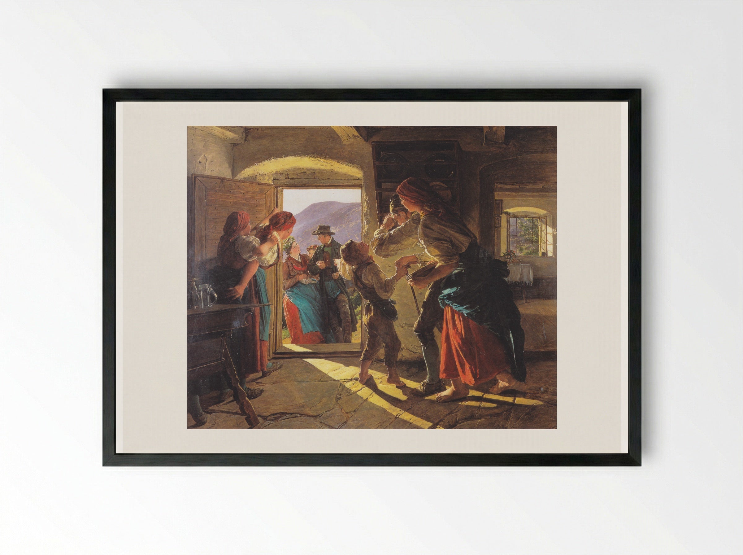 Entrance of the Newlyweds - Ferdinand Georg Waldmüller - Framed Print Black