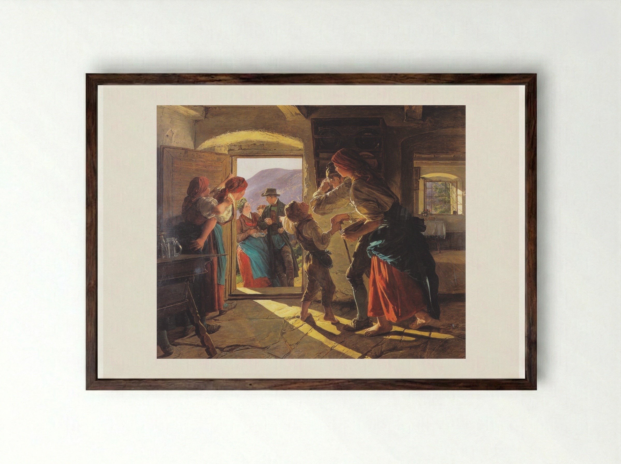 Entrance of the Newlyweds - Ferdinand Georg Waldmüller - Framed Print Dark Wood