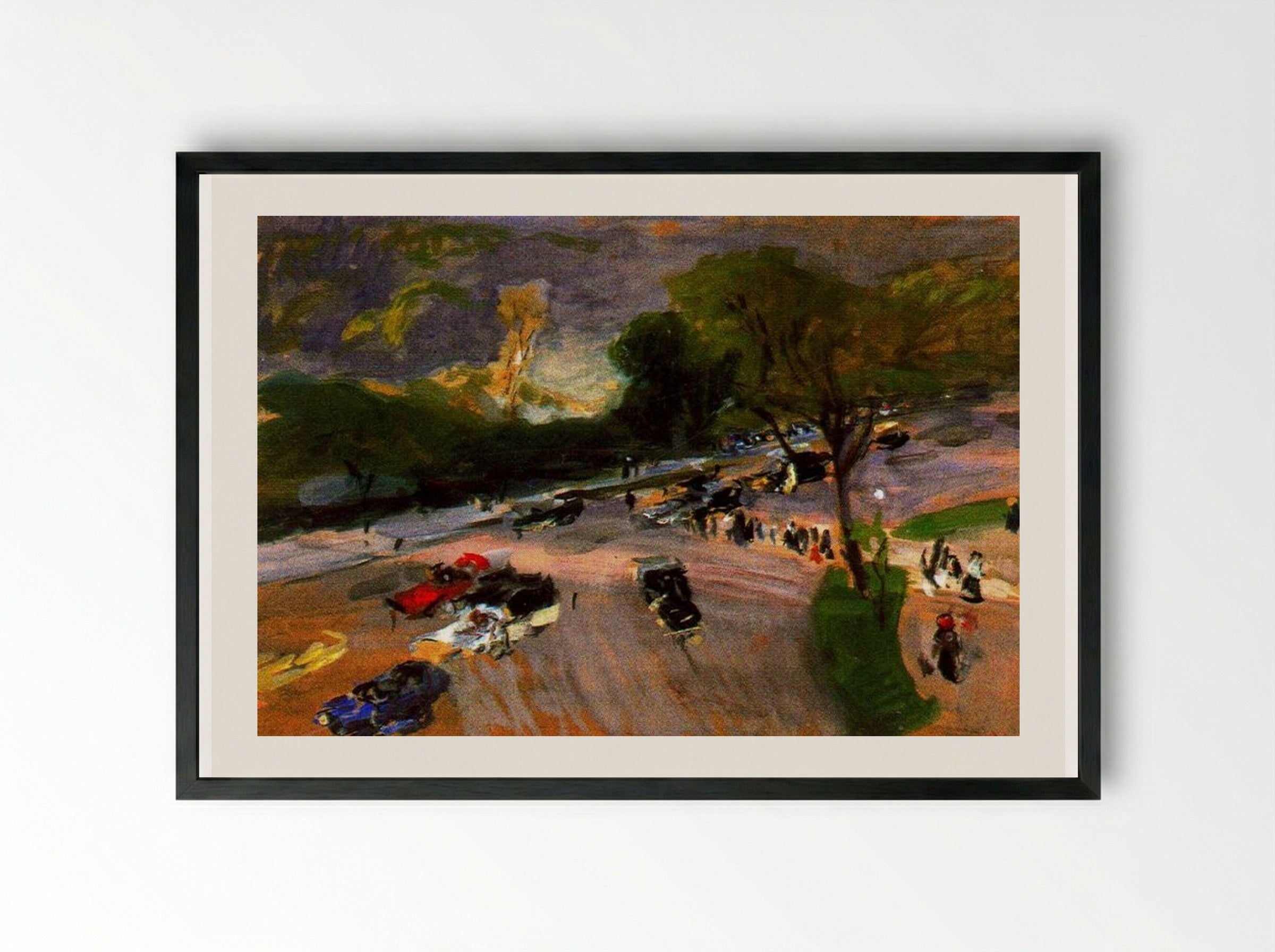 Entrance to Central Park - Joaquín Sorolla - Framed Print Black