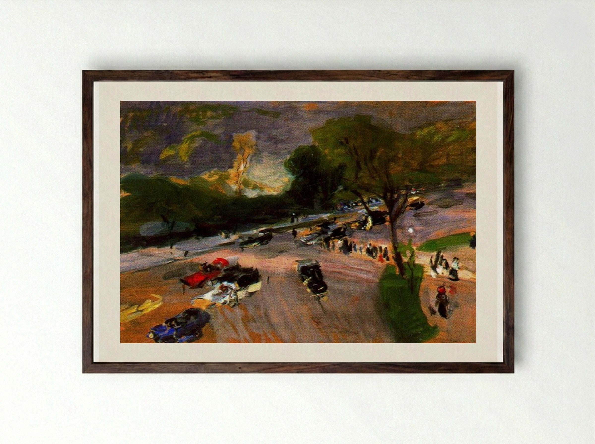 Entrance to Central Park - Joaquín Sorolla - Framed Print Dark Wood