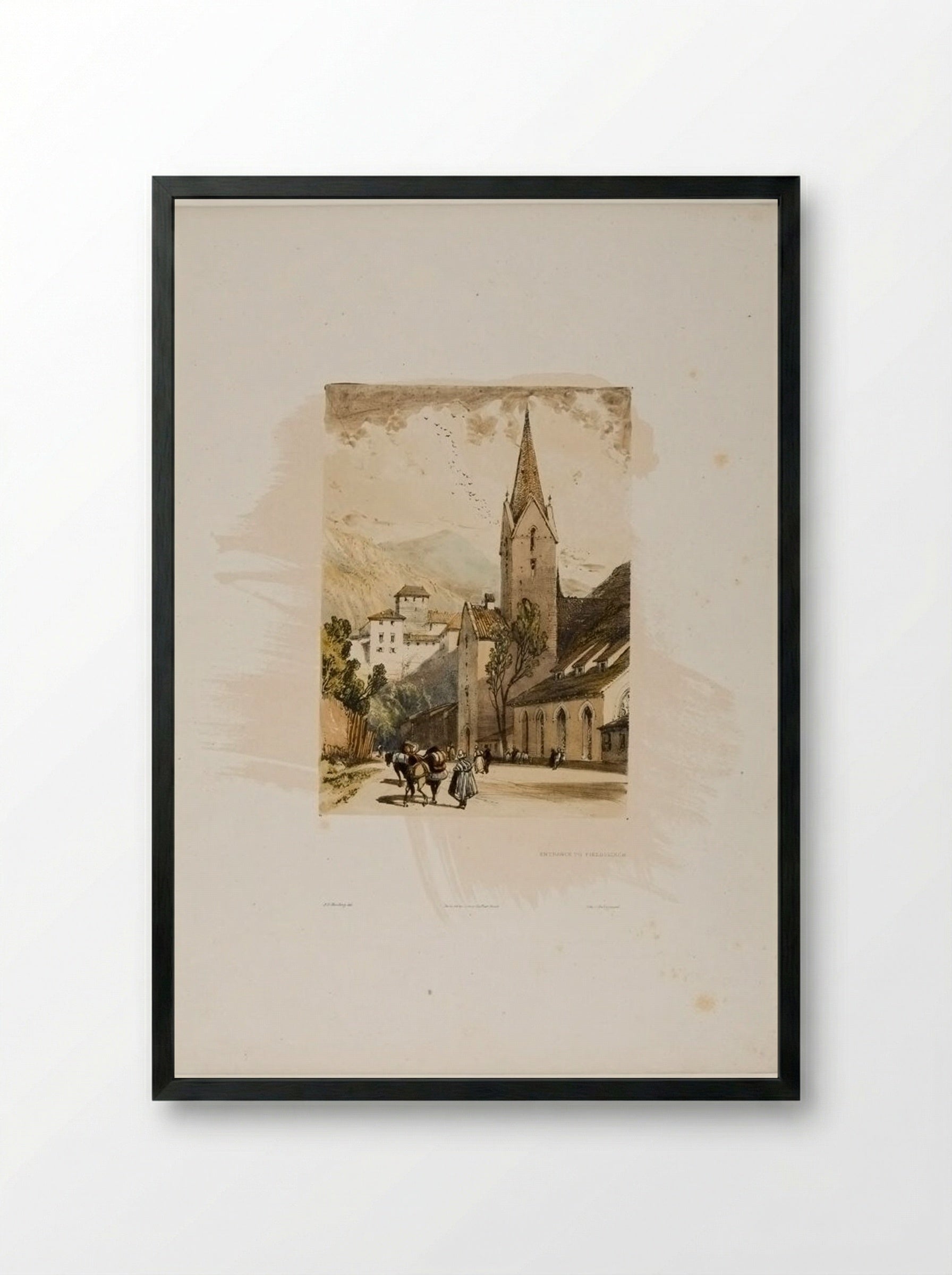 Entrance to Feldkirch - James Duffield Harding - Framed Print Black