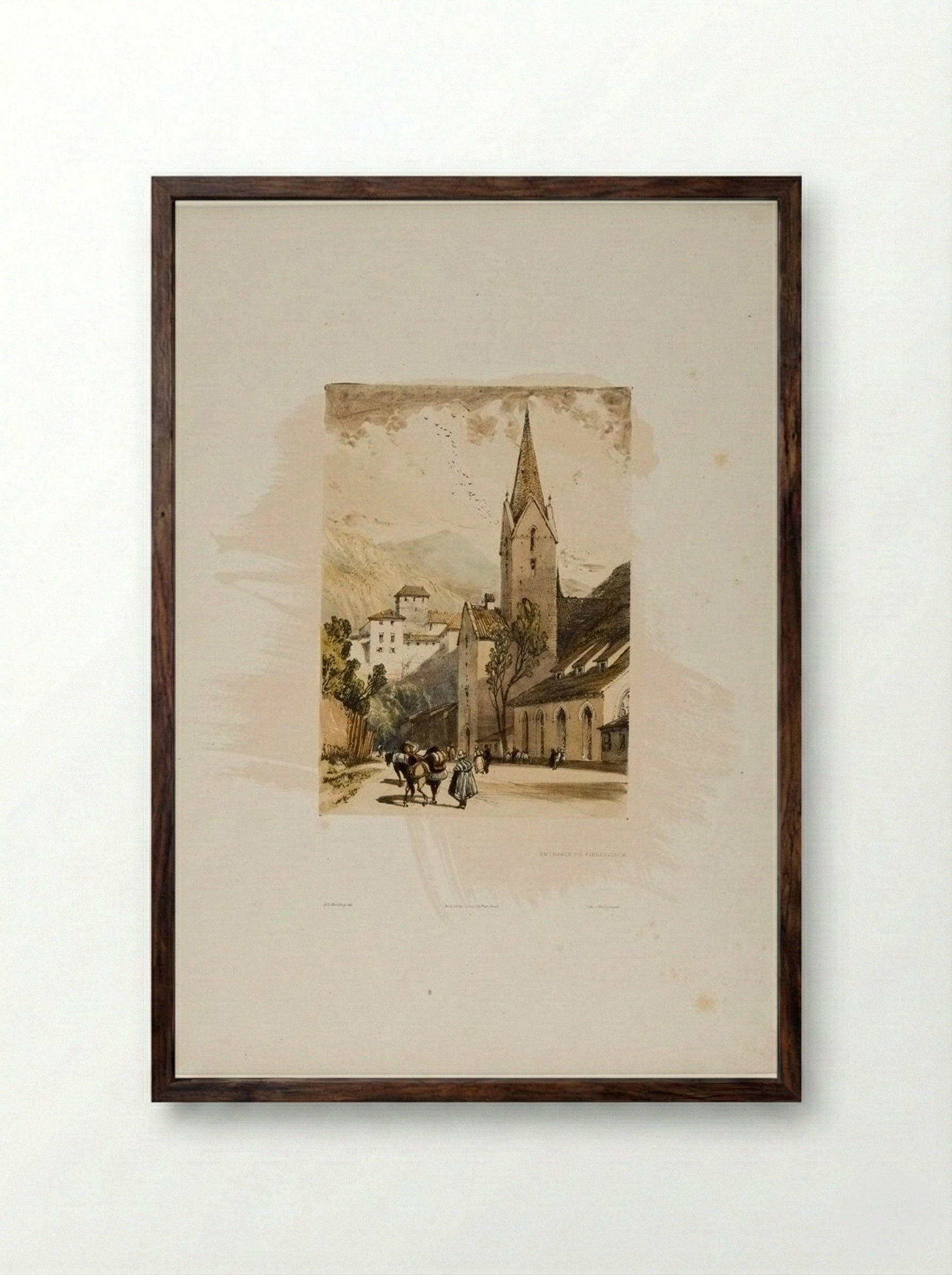 Entrance to Feldkirch - James Duffield Harding - Framed Print Dark Wood
