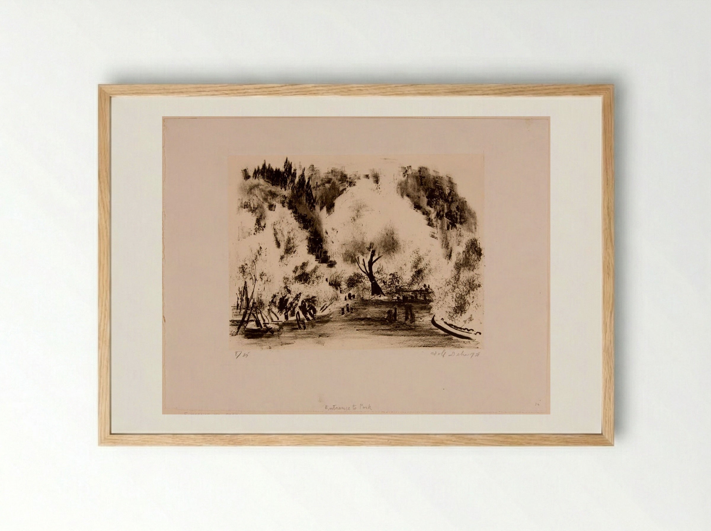 Entrance to Park - Adolph Dehn - Framed Print Wood