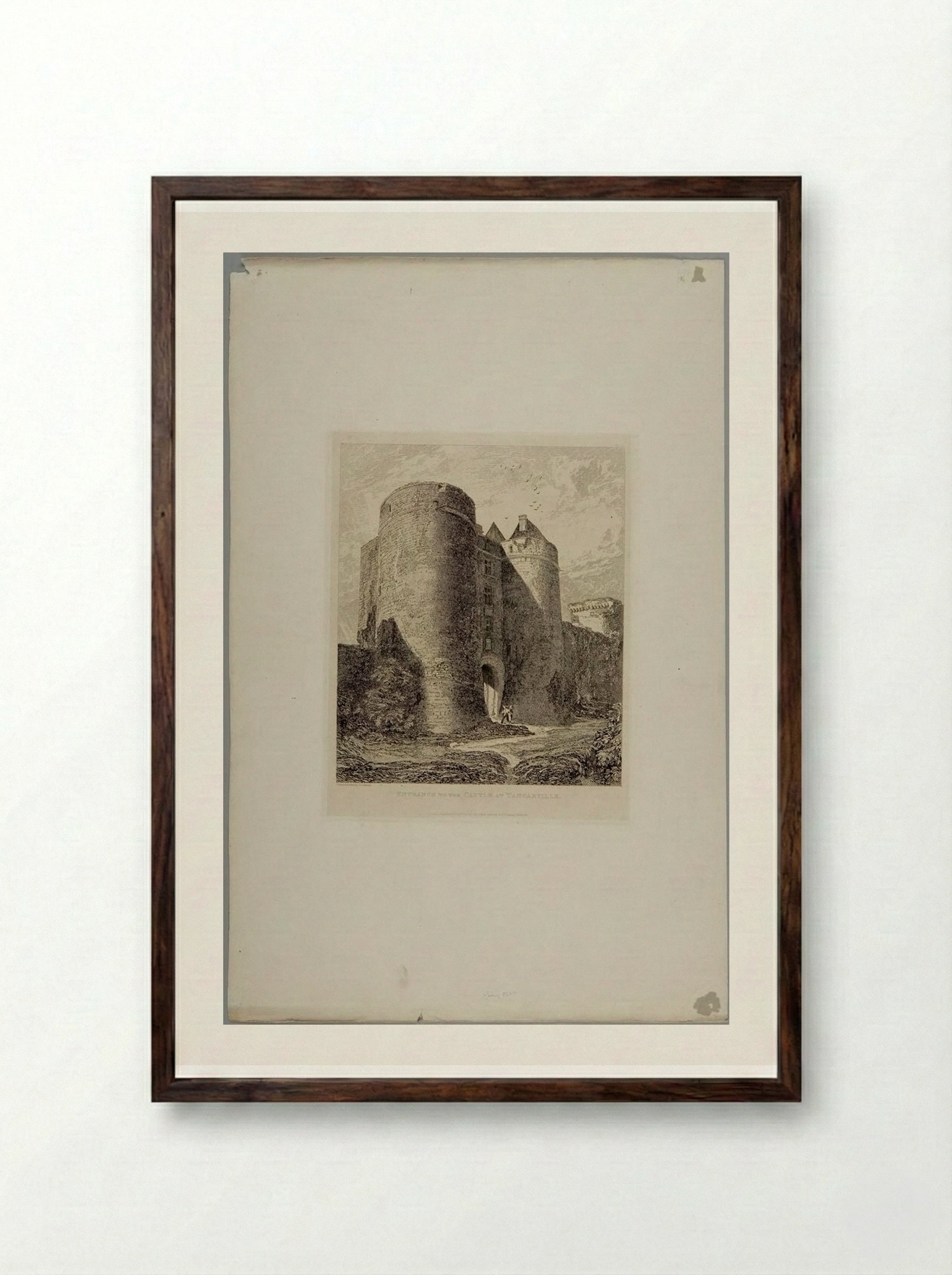 Entrance to the Castle at Tancarville - John Sell Cotman - Framed Print Dark Wood