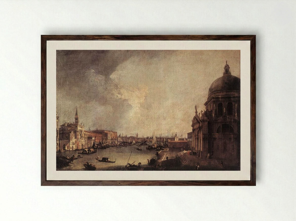 Entrance to the Grand Canal: Looking East - Canaletto - Framed Print Dark Wood