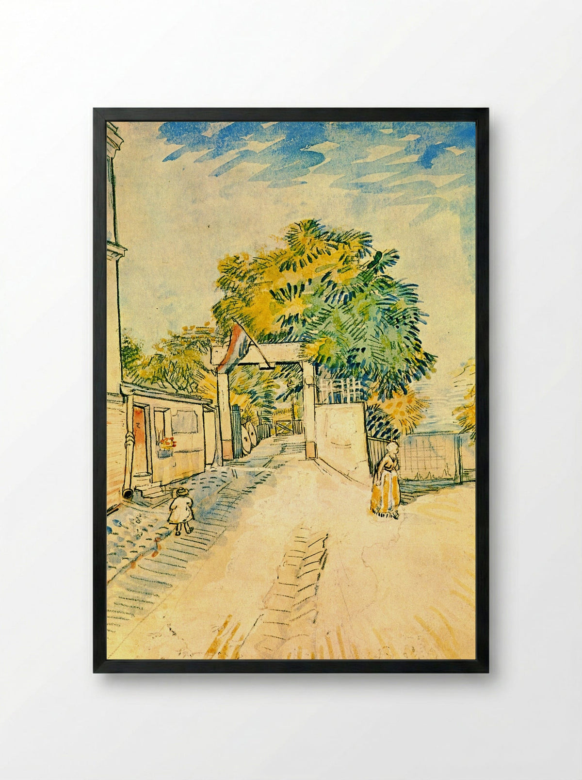 Entrance to the Moulin de la Galette - Vincent van Gogh - Framed Print Black
