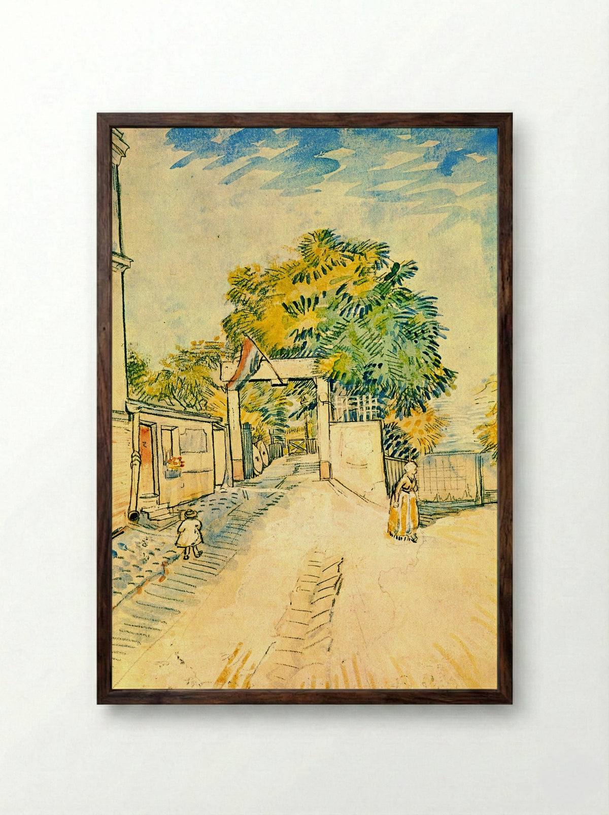 Entrance to the Moulin de la Galette - Vincent van Gogh - Framed Print Dark Wood