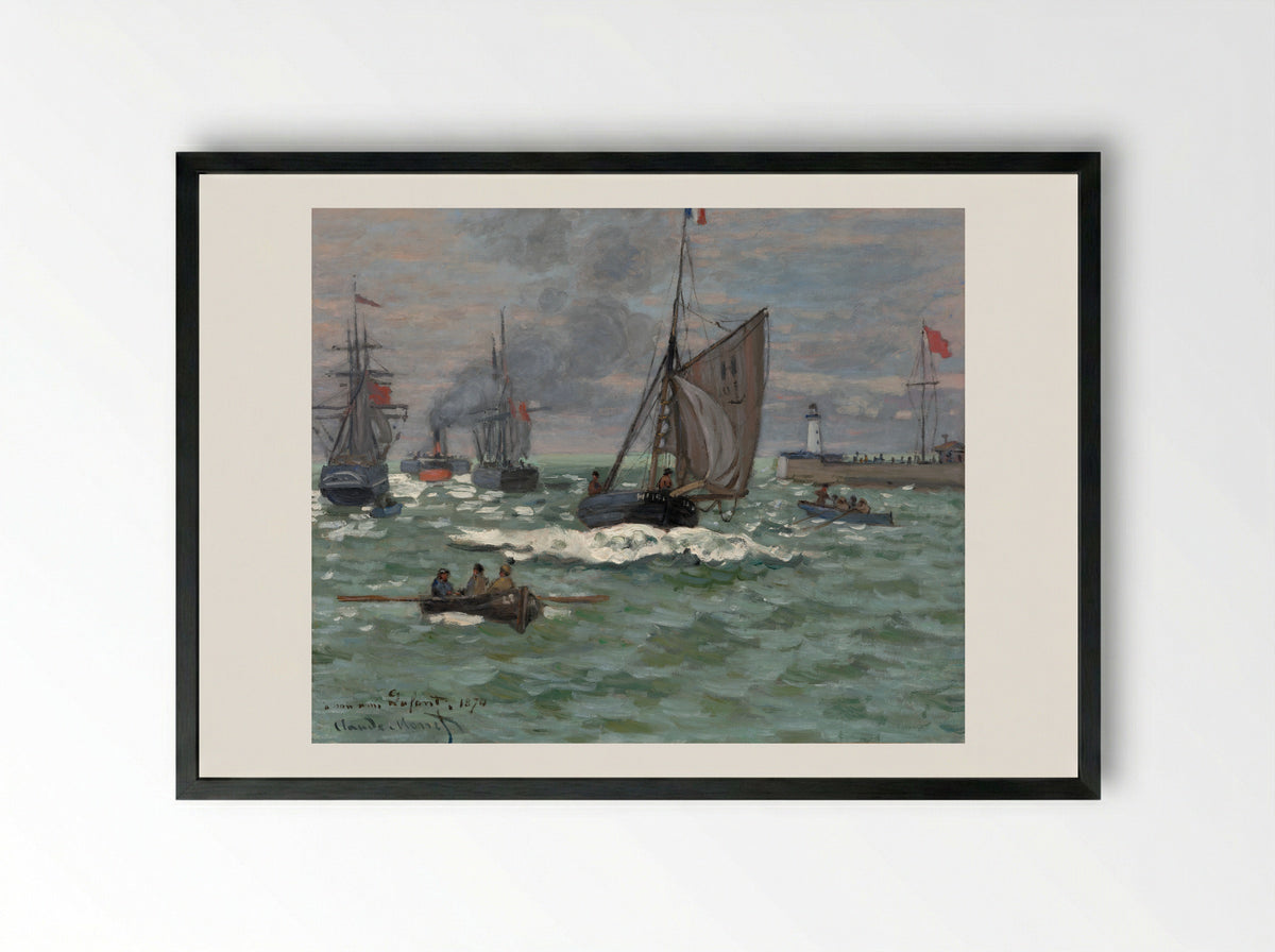 Entrance to the Port of Honfleur - Claude Monet - Framed Print Black