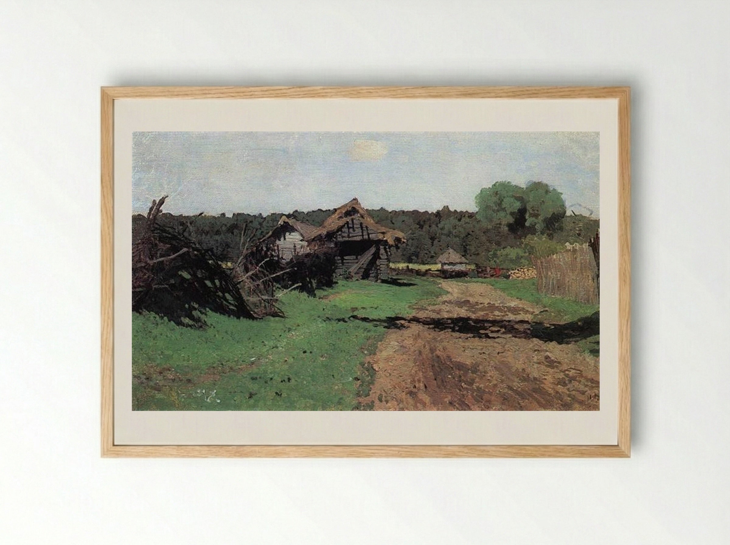 Entrance to the Village - Isaac Levitan - Framed Print Wood