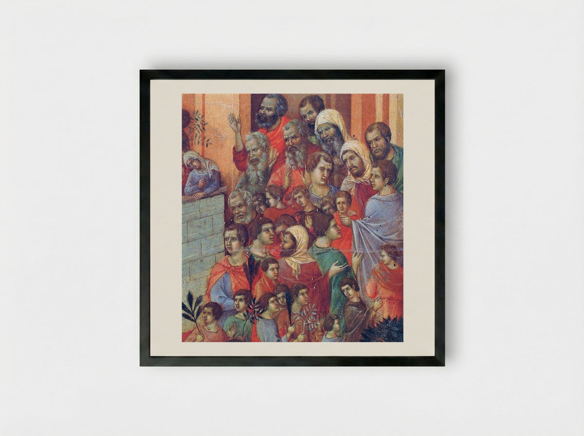 Entry into Jerusalem (Fragment) - Duccio di Buoninsegna - Framed Print Black