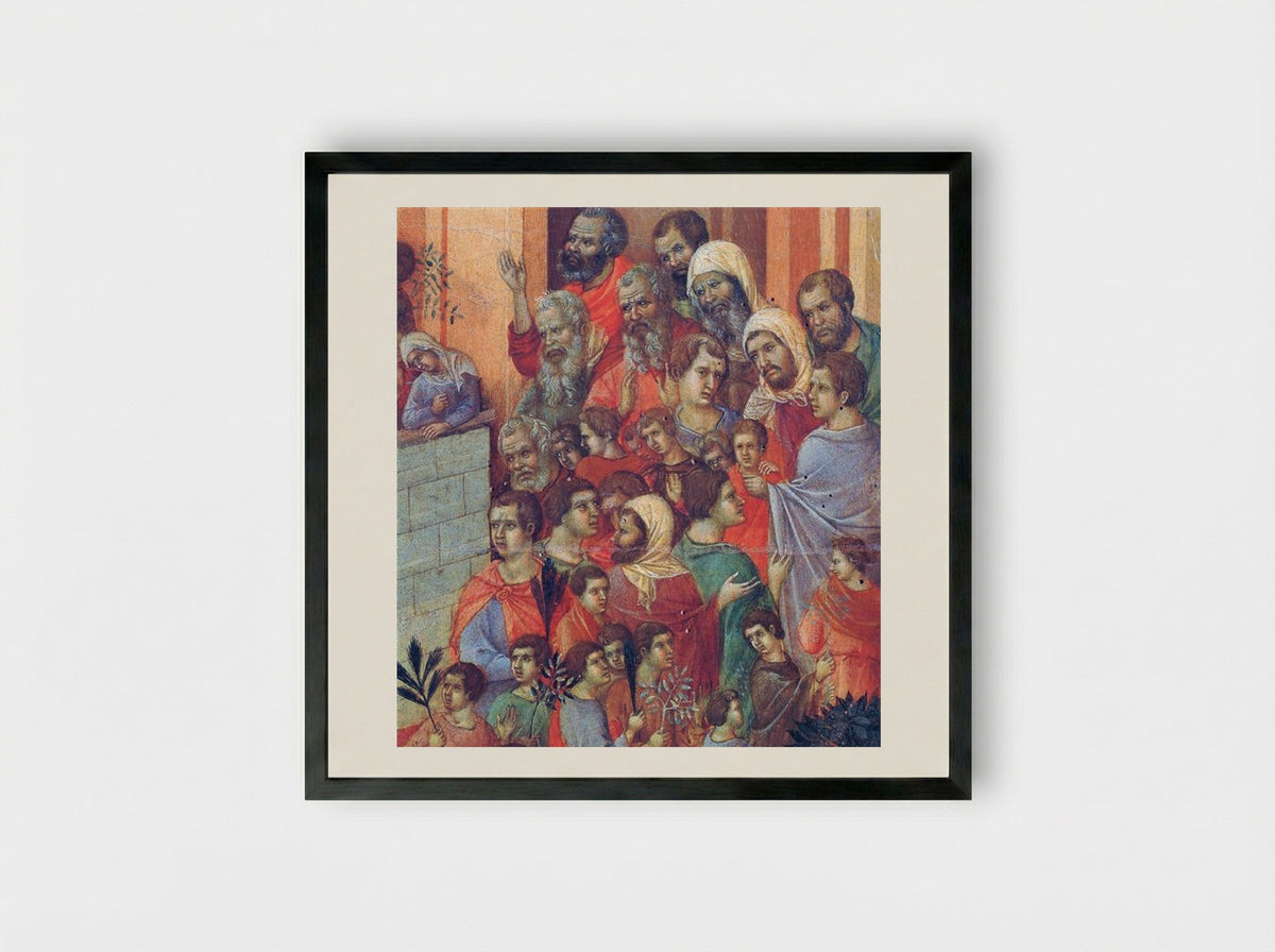Entry into Jerusalem (Fragment) - Duccio di Buoninsegna - Framed Print Black