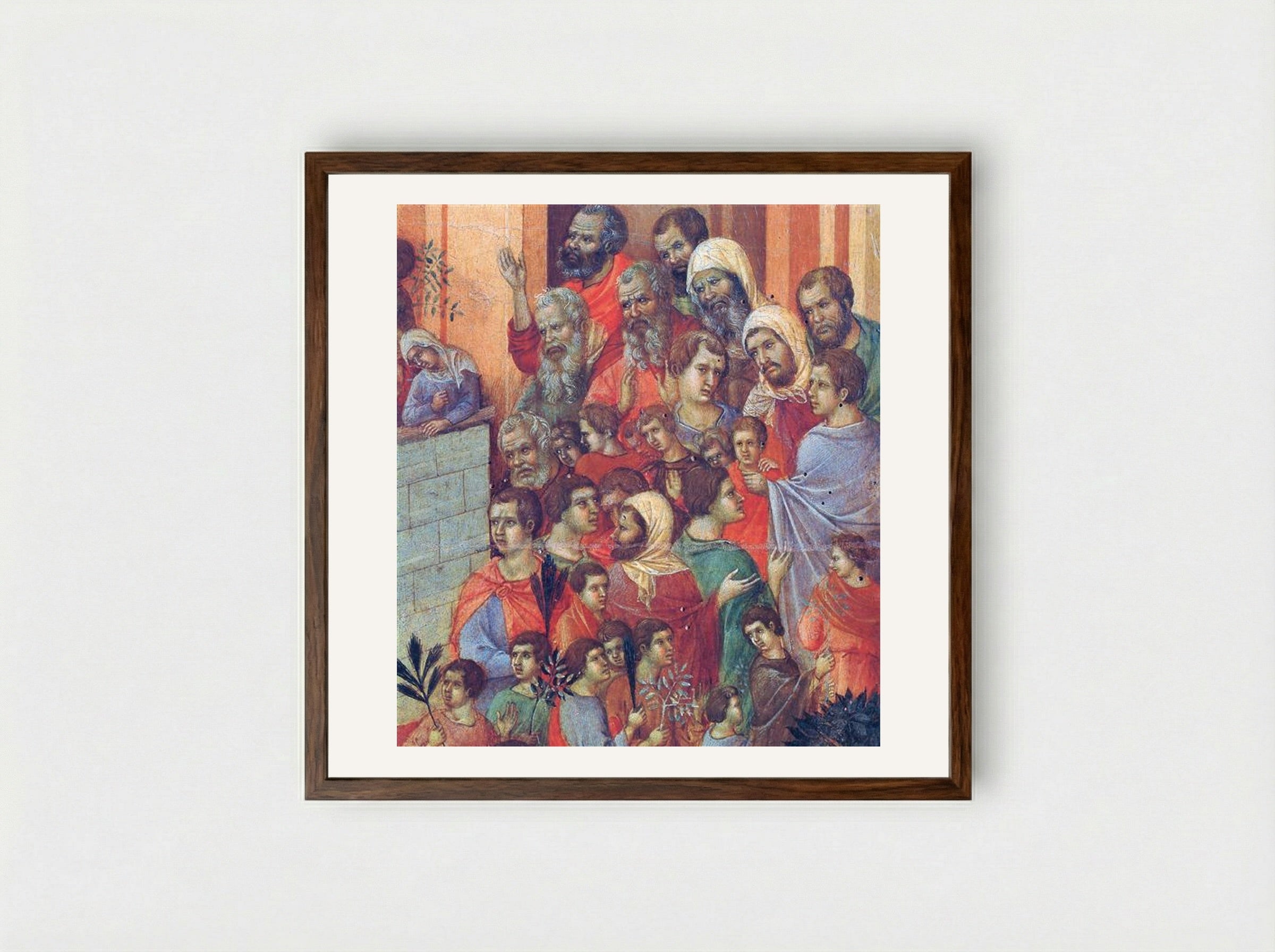 Entry into Jerusalem (Fragment) - Duccio di Buoninsegna - Framed Print Dark Wood