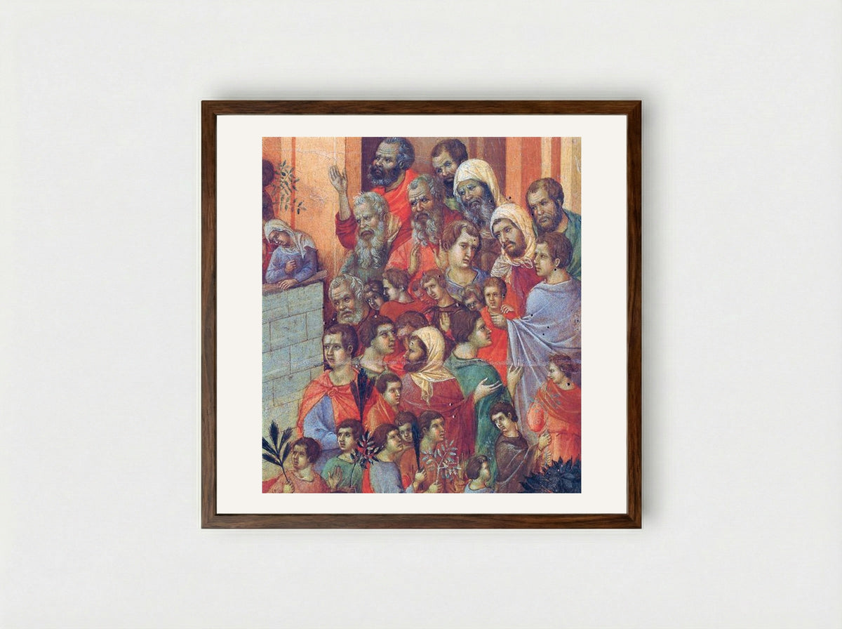 Entry into Jerusalem (Fragment) - Duccio di Buoninsegna - Framed Print Dark Wood