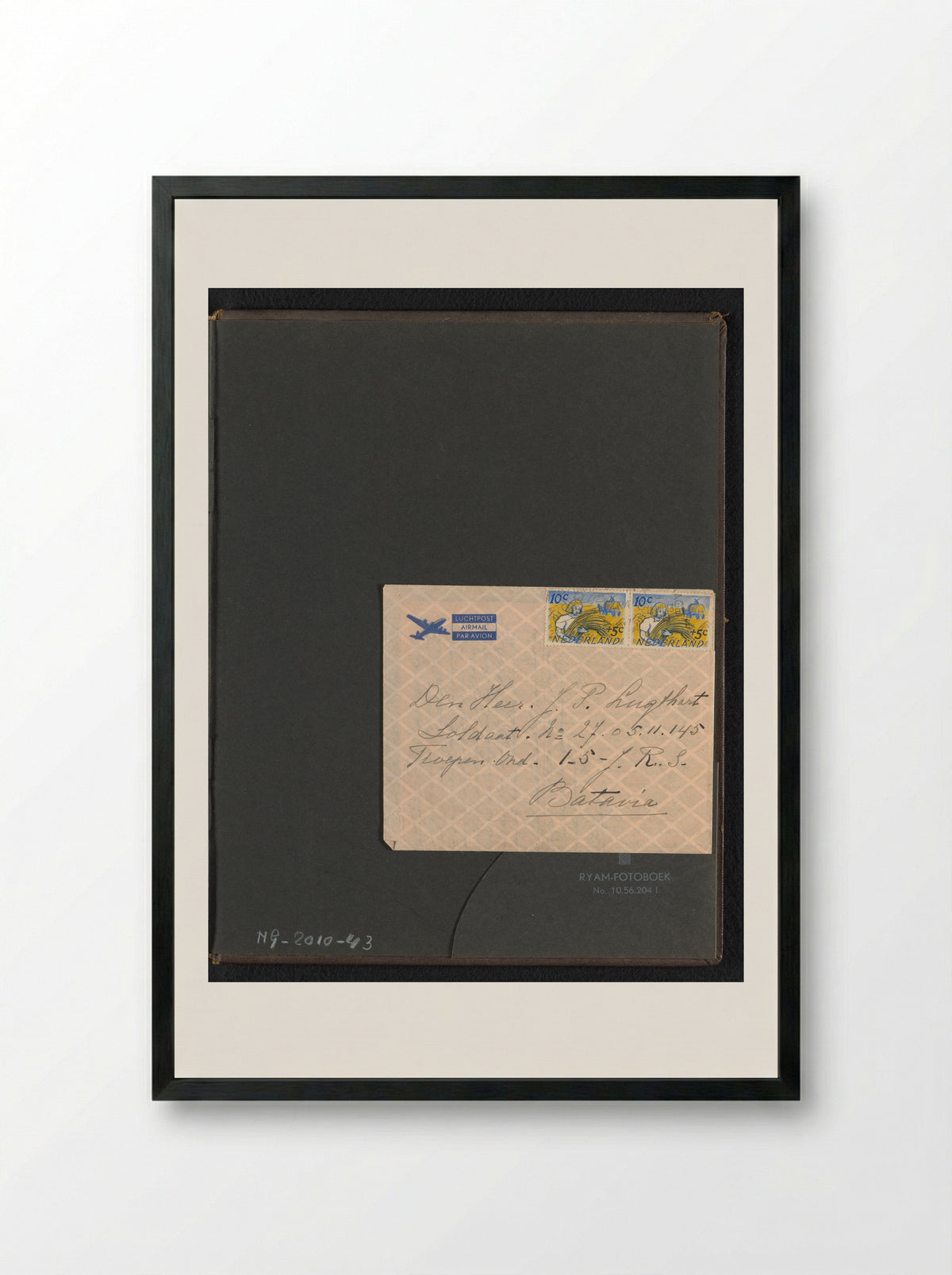 Envelop met drie brieven aan J.P. Lugthart in Batavia - J. Schiff Vermeer - Framed Print Black