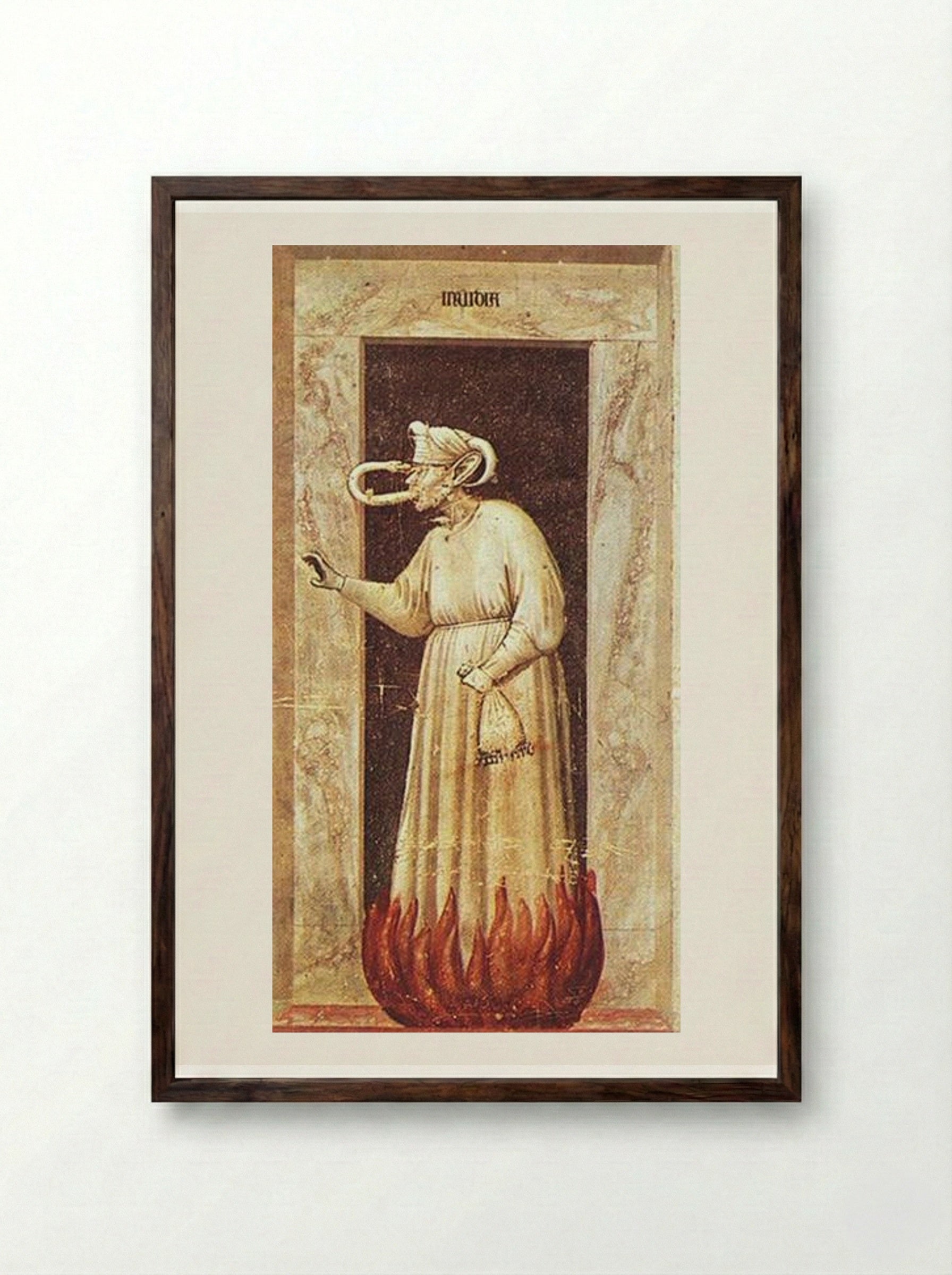 Envy (Invidia) - Giotto di Bondone - Framed Print Dark Wood
